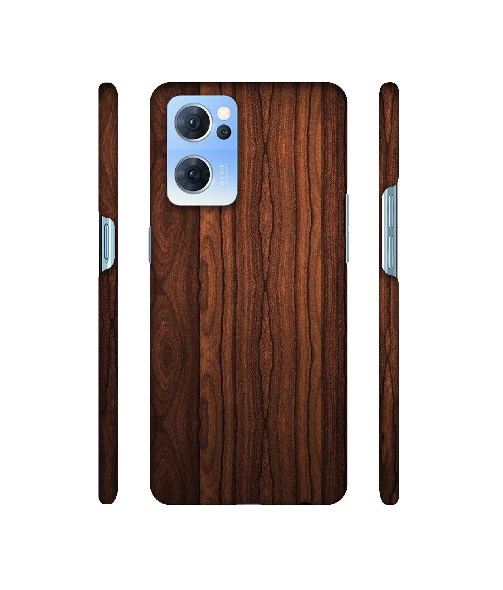 Brown Wooden Texture Designer Hard Back Cover for Oppo Reno7 5G