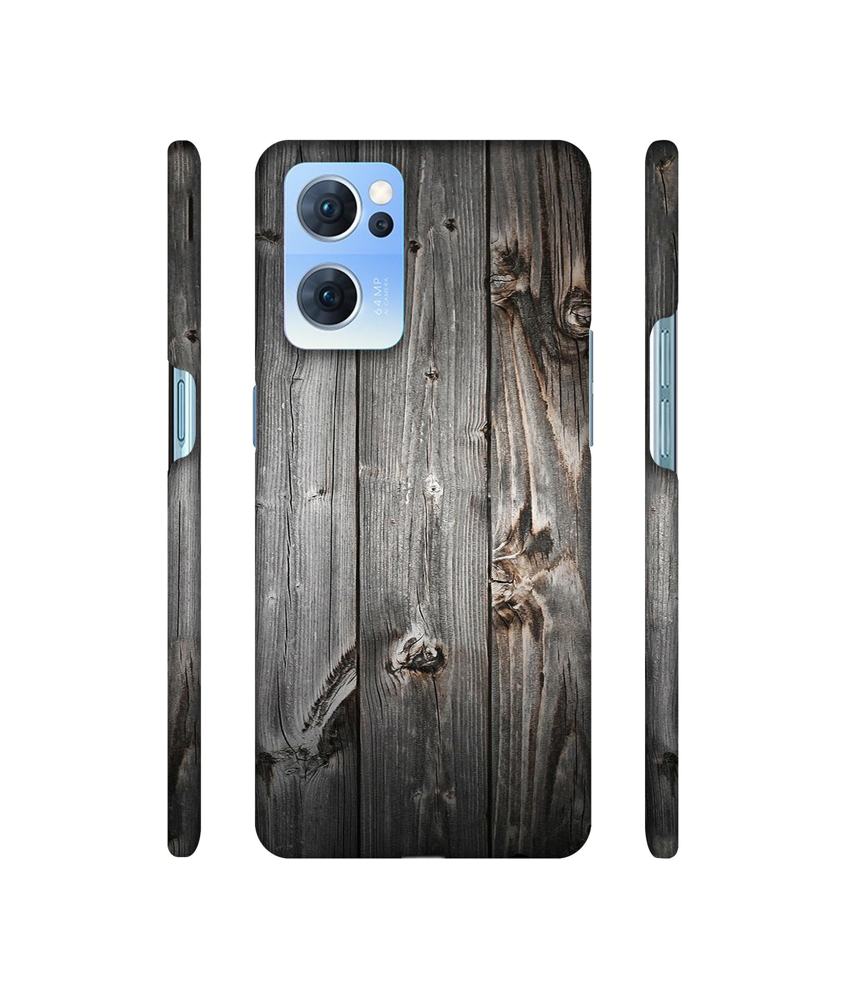 Grey Wooden Texture Designer Hard Back Cover for Oppo Reno7 5G