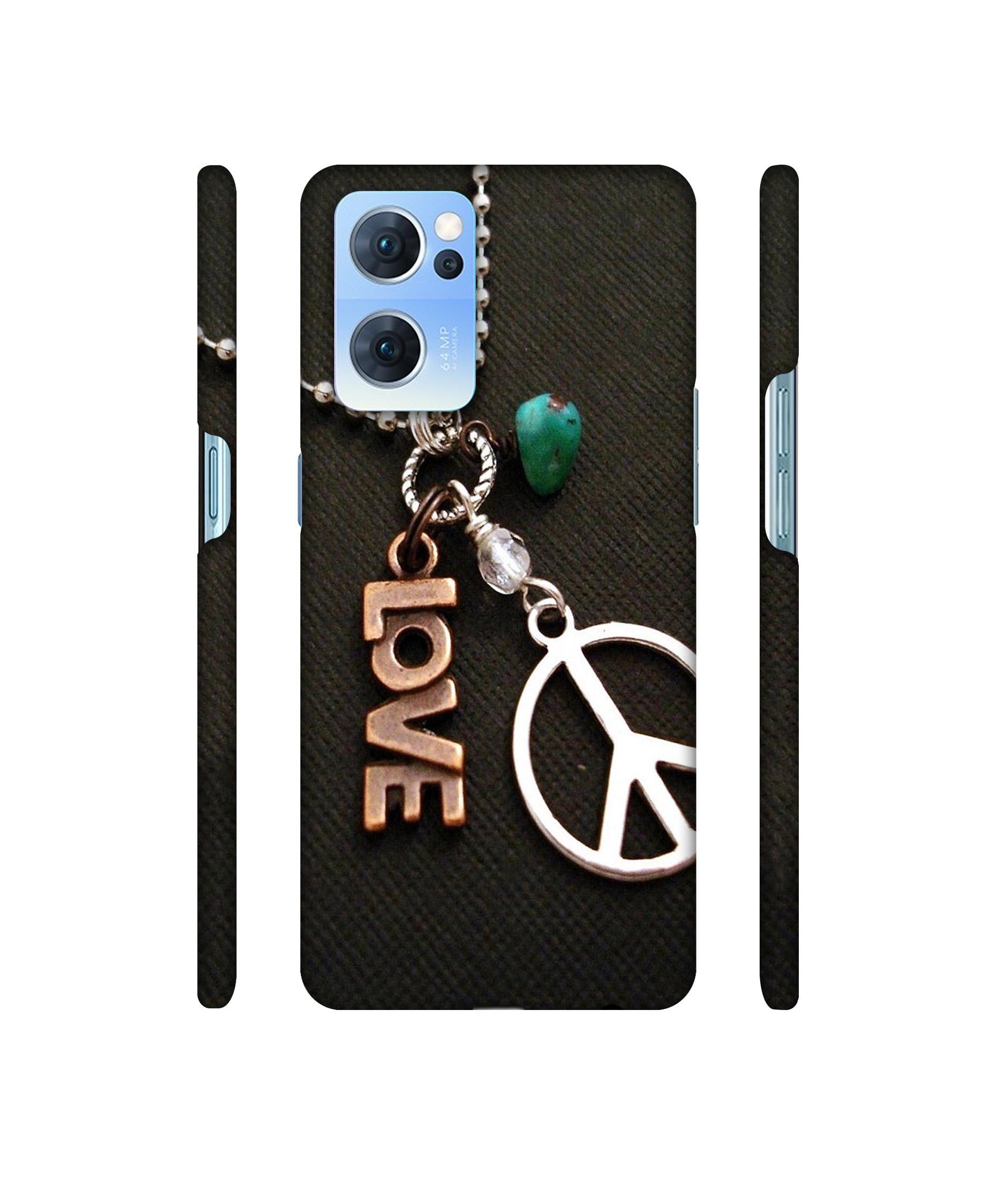 Love and Peace Designer Hard Back Cover for Oppo Reno7 5G