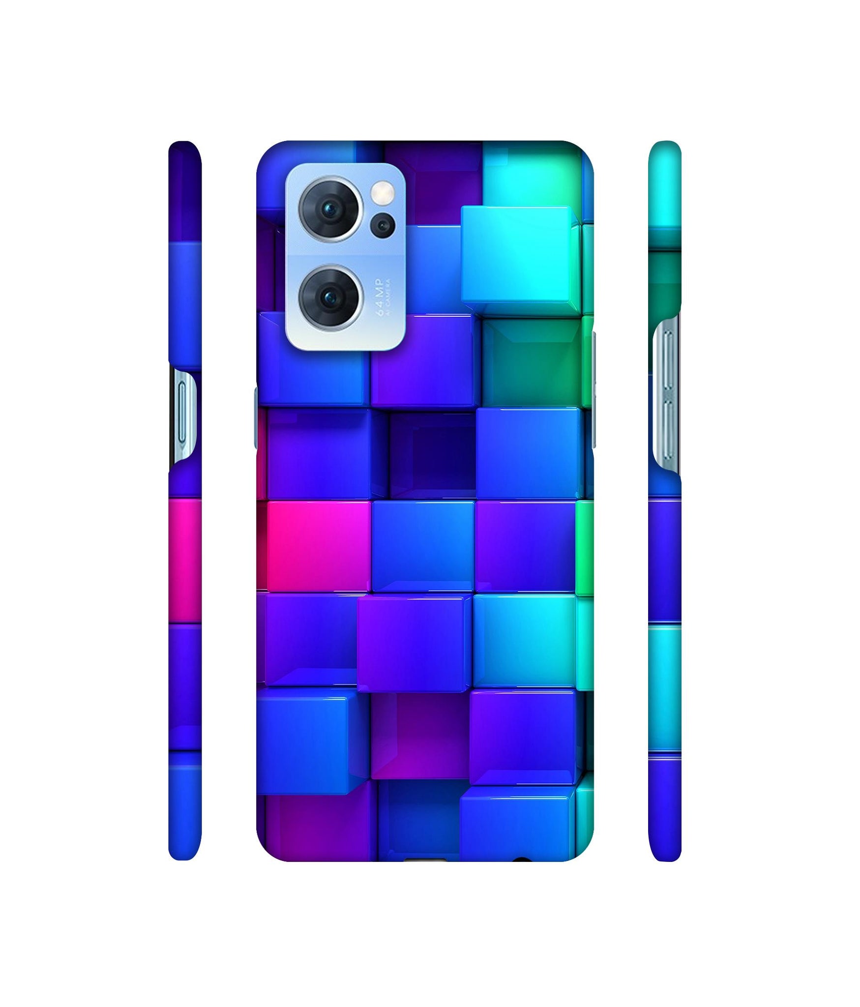 Blocks Rainbow 3D Graphics Designer Hard Back Cover for Oppo Reno7 5G