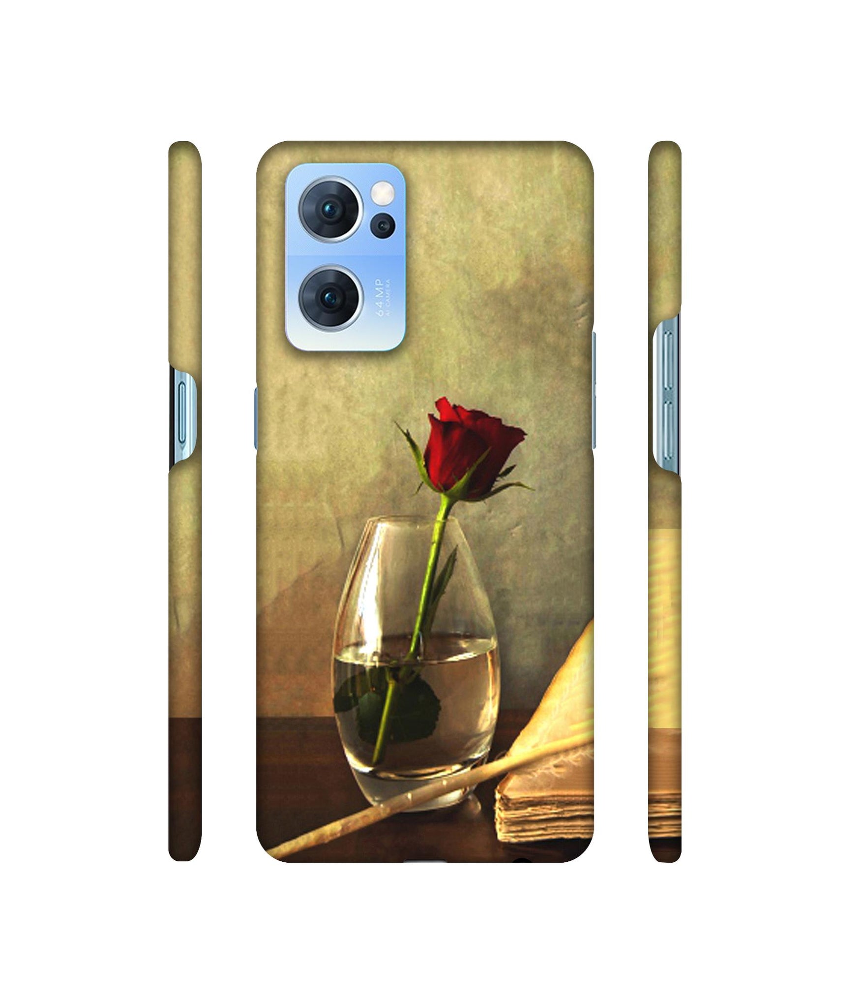 Red Rose in Glass Designer Hard Back Cover for Oppo Reno7 5G