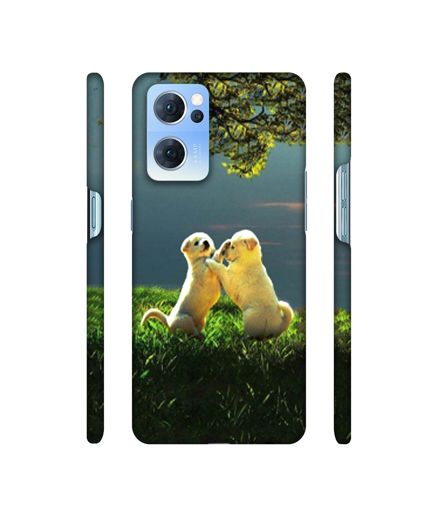 Puppy Couple Play Kids Nature Designer Hard Back Cover for Oppo Reno7 5G