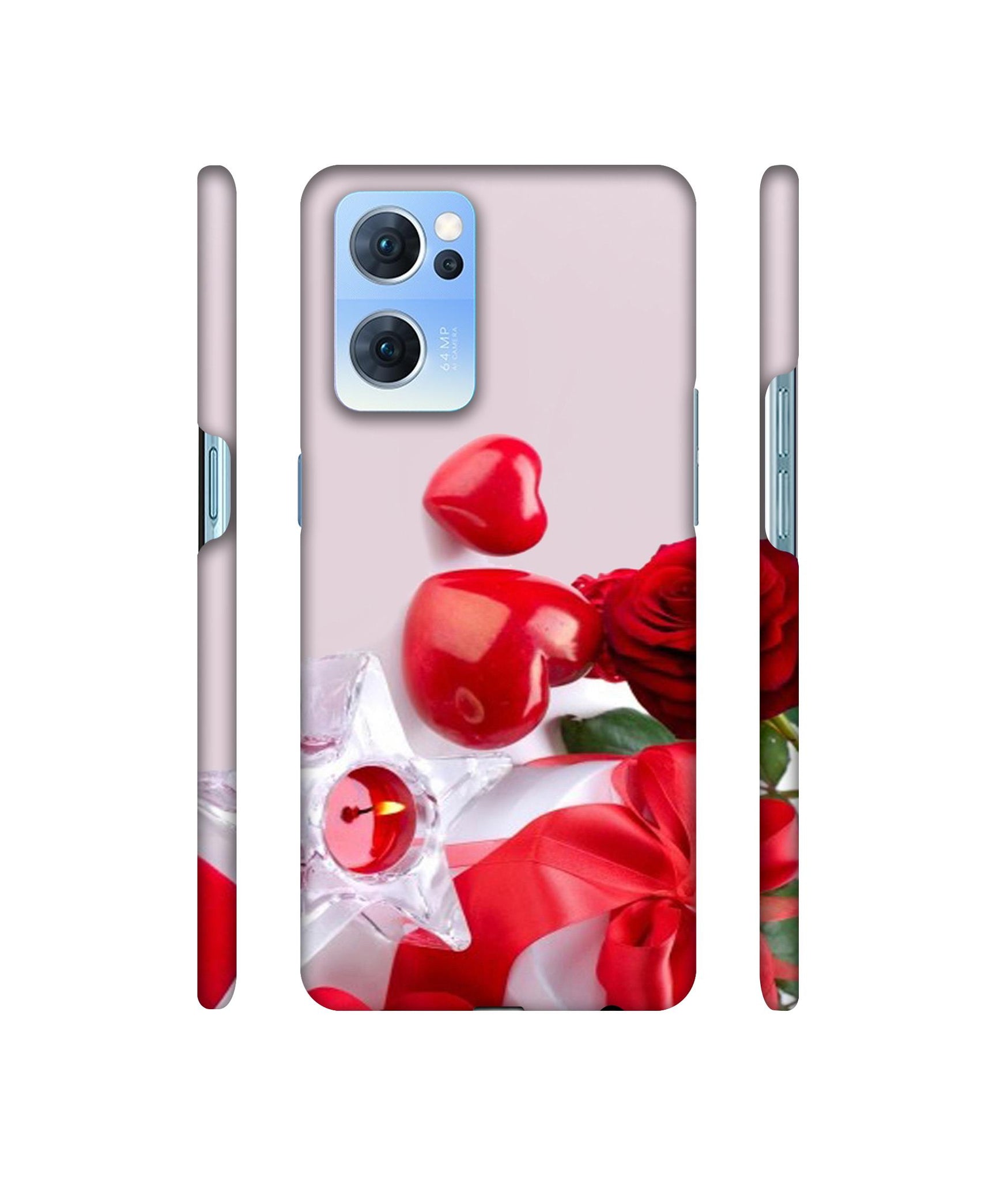 Red Rose Heart Valentines Couple Designer Hard Back Cover for Oppo Reno7 5G