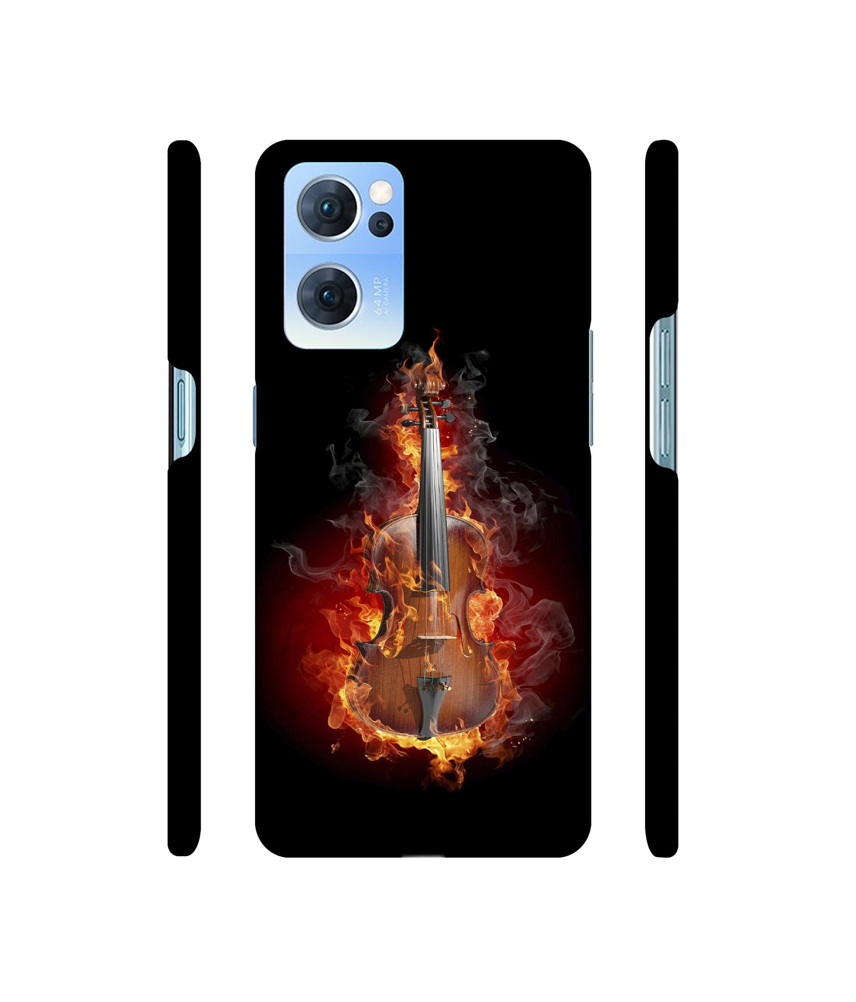 Burning Violin Designer Hard Back Cover for Oppo Reno7 5G