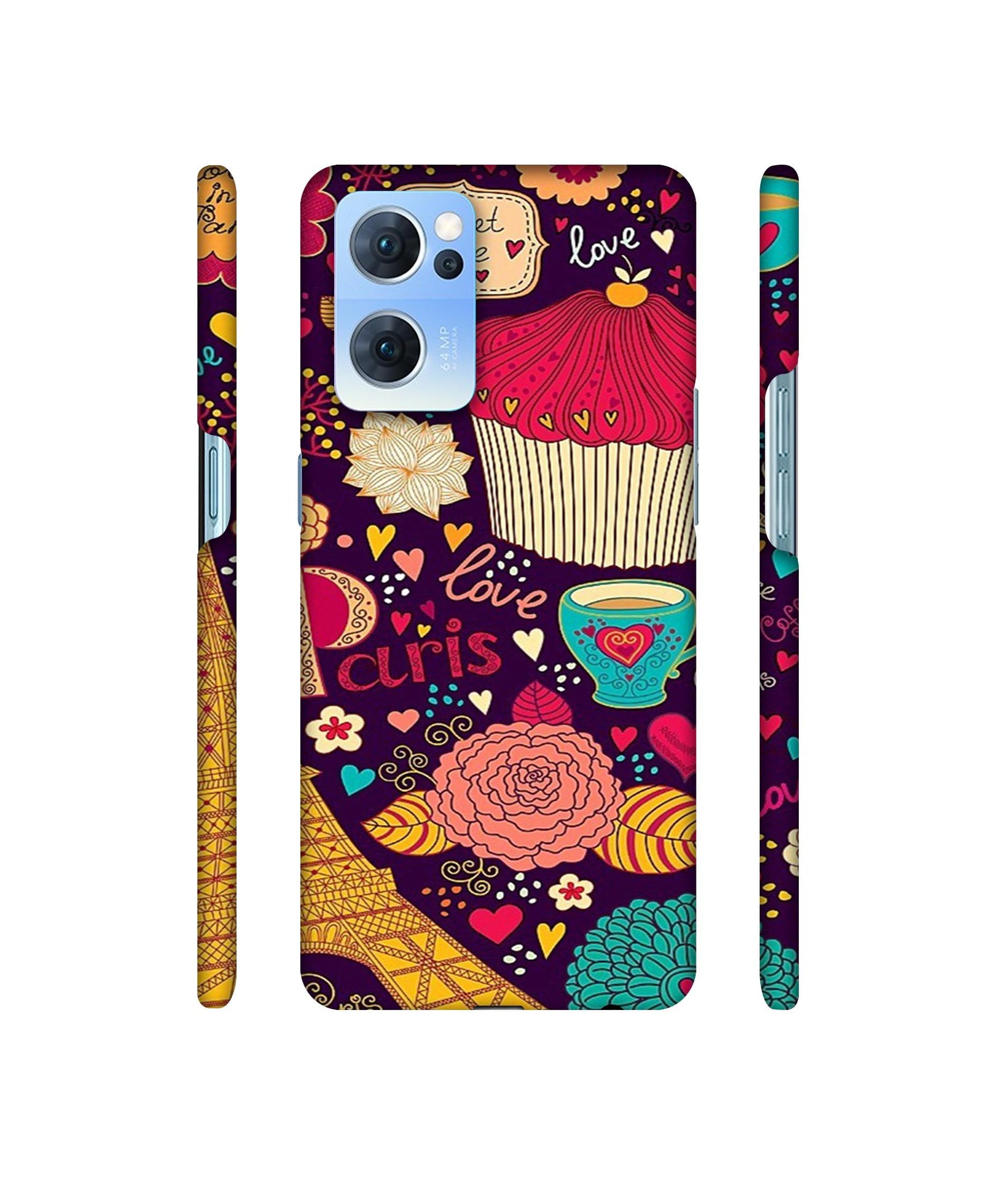 Paris Flower Love Designer Hard Back Cover for Oppo Reno7 5G