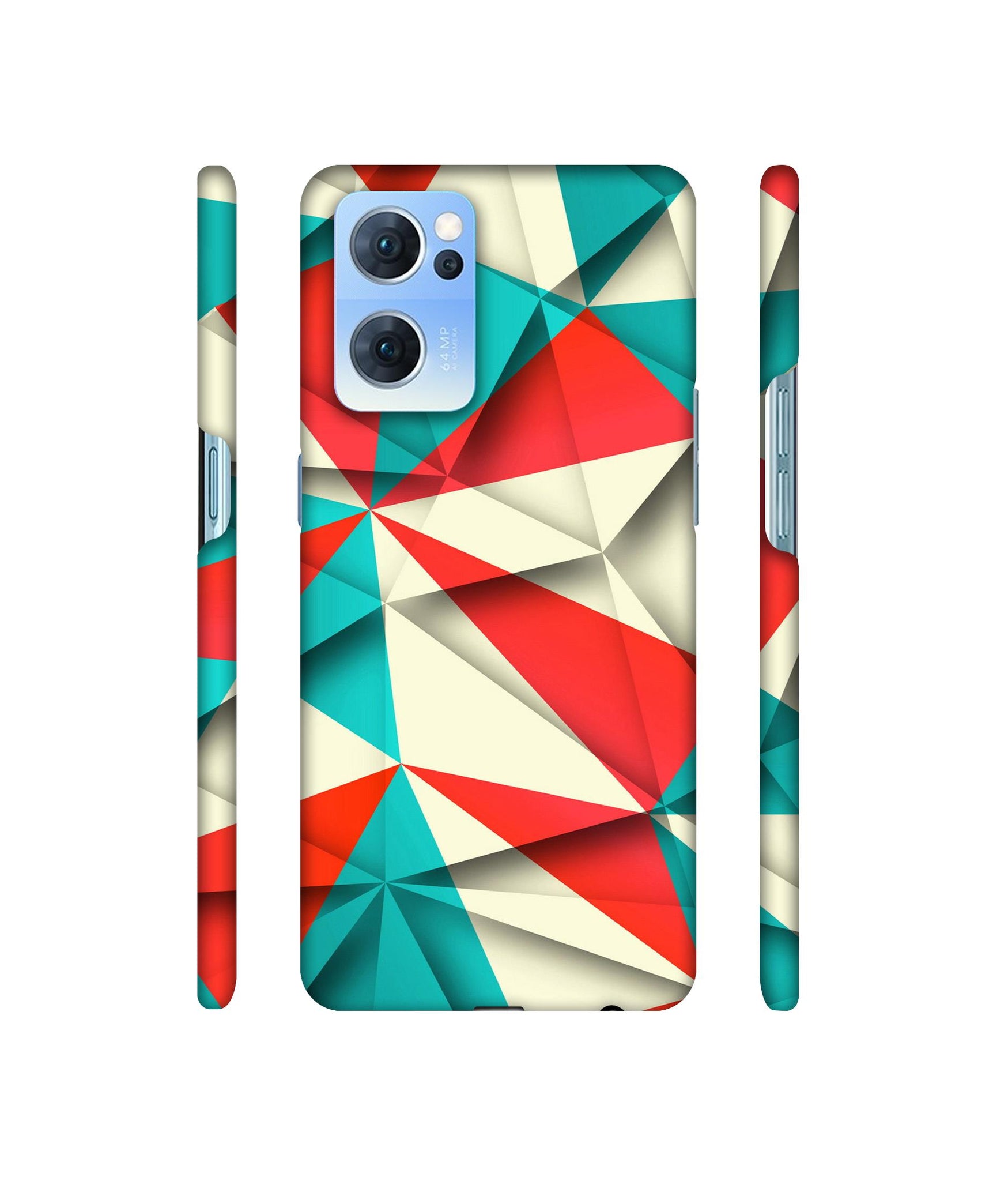 Red Blue White Pattern Designer Hard Back Cover for Oppo Reno7 5G