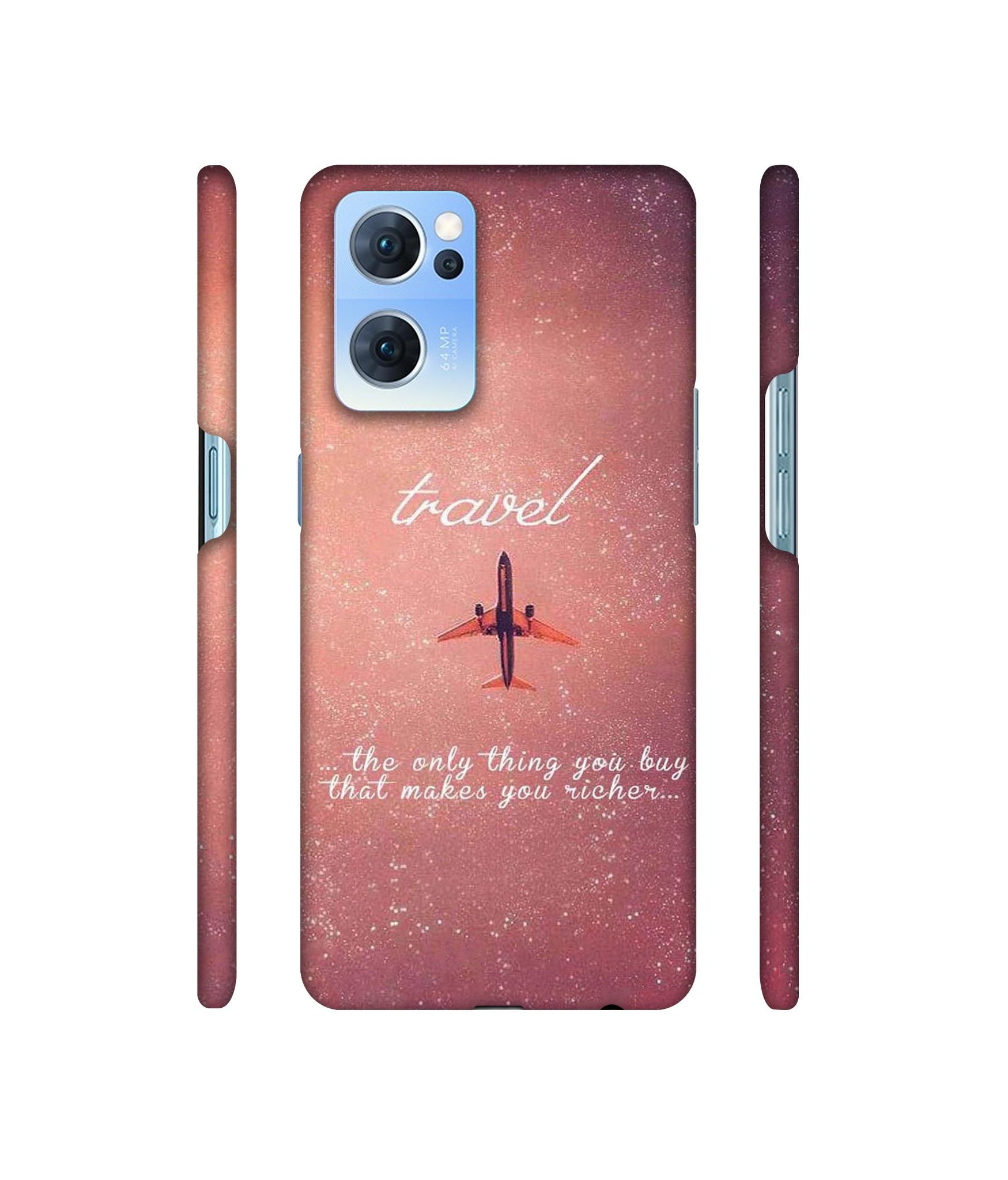 Travel with Plane Designer Hard Back Cover for Oppo Reno7 5G