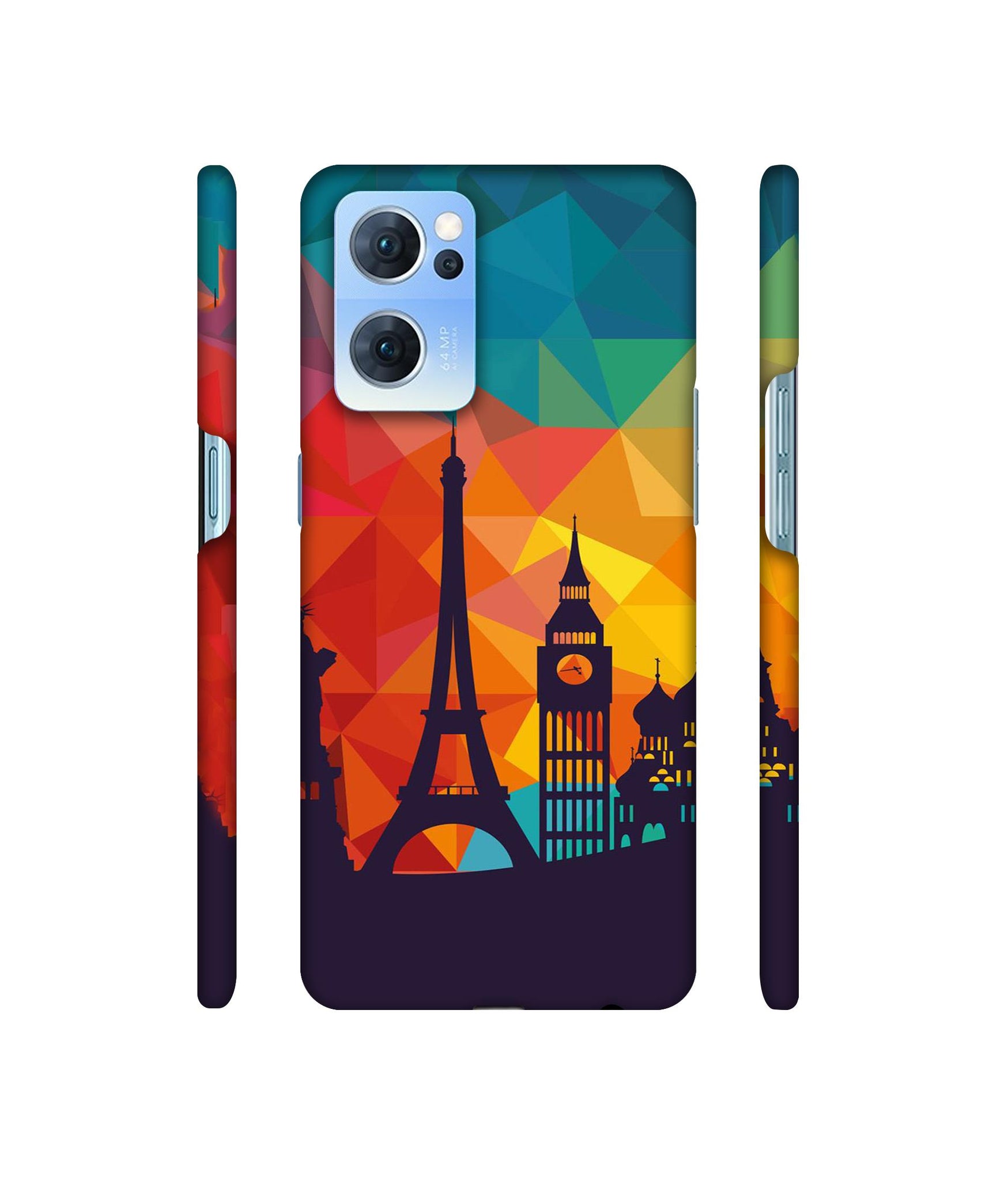 Colored Paris Designer Hard Back Cover for Oppo Reno7 5G