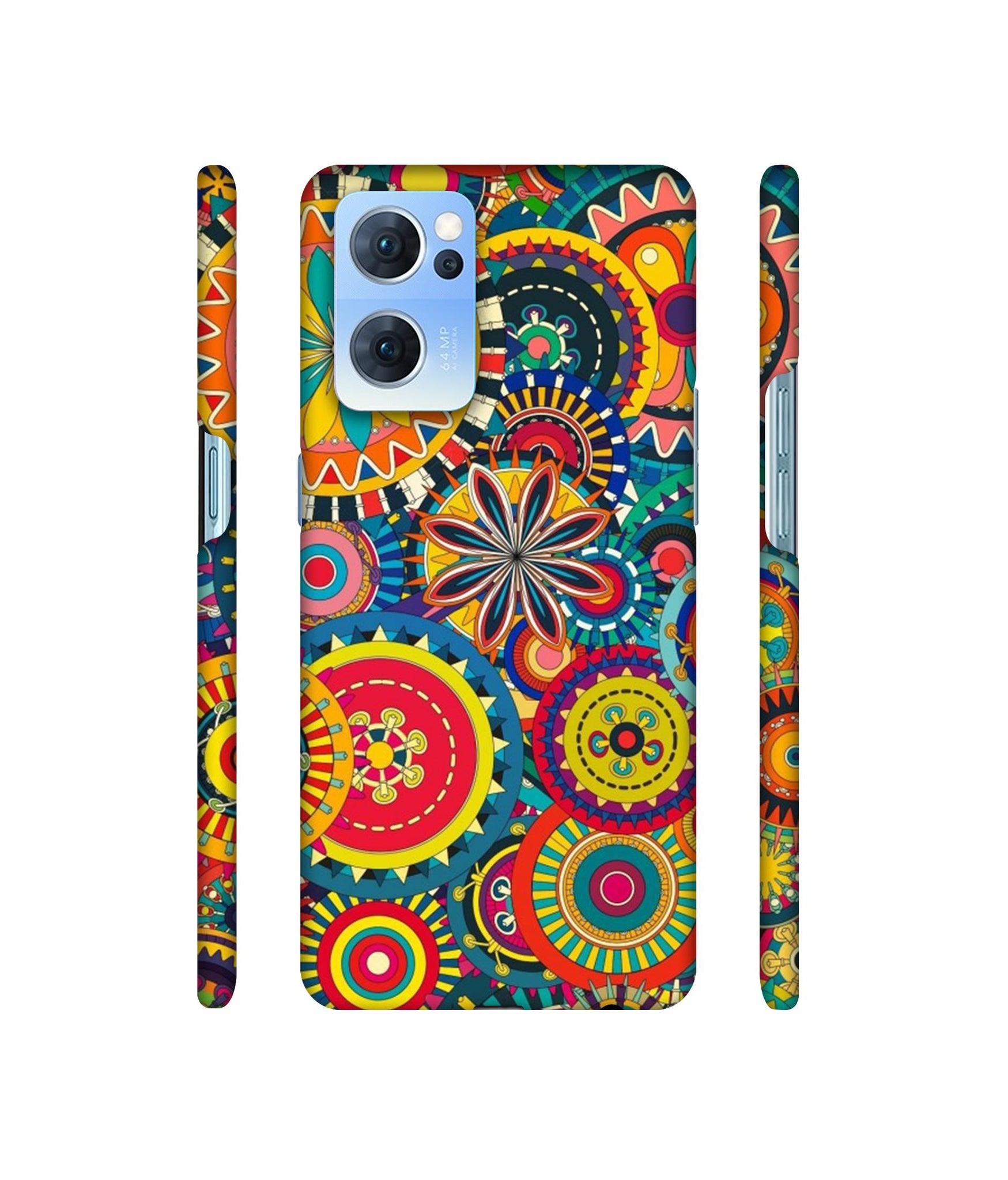 Ring Pattern Print Designer Hard Back Cover for Oppo Reno7 5G