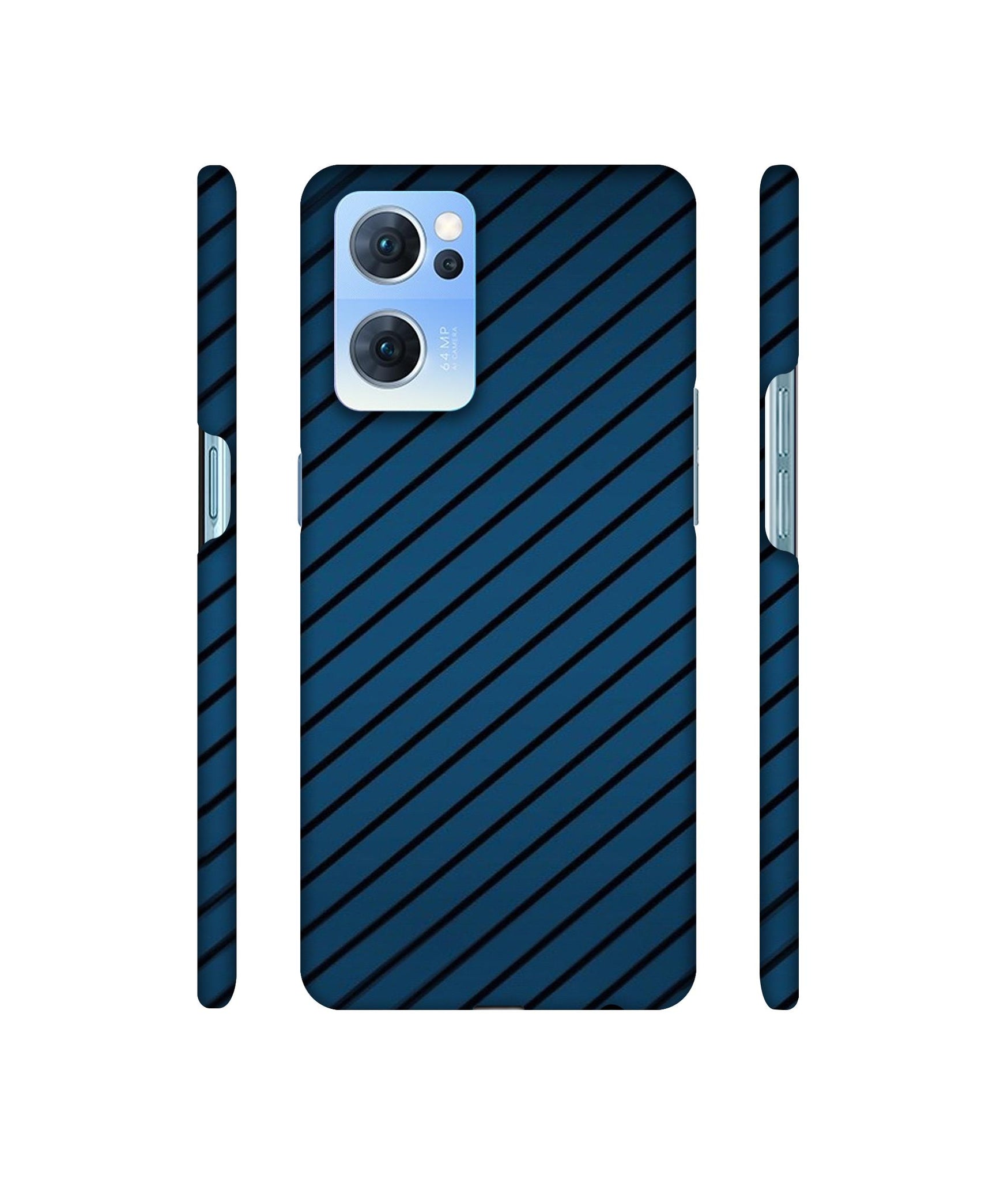 Blue Stripes Designer Hard Back Cover for Oppo Reno7 5G