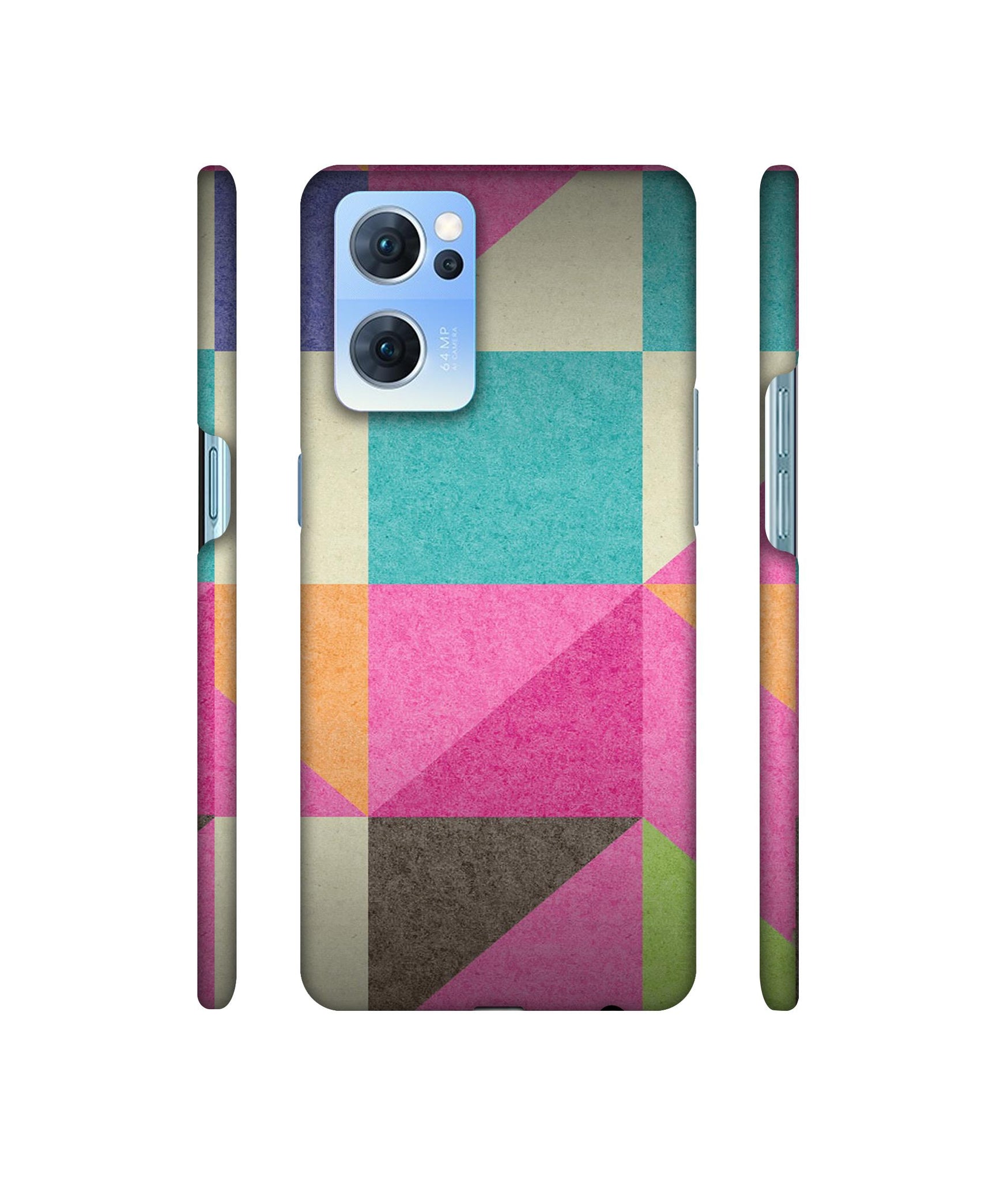 Pink Cyan Designer Hard Back Cover for Oppo Reno7 5G