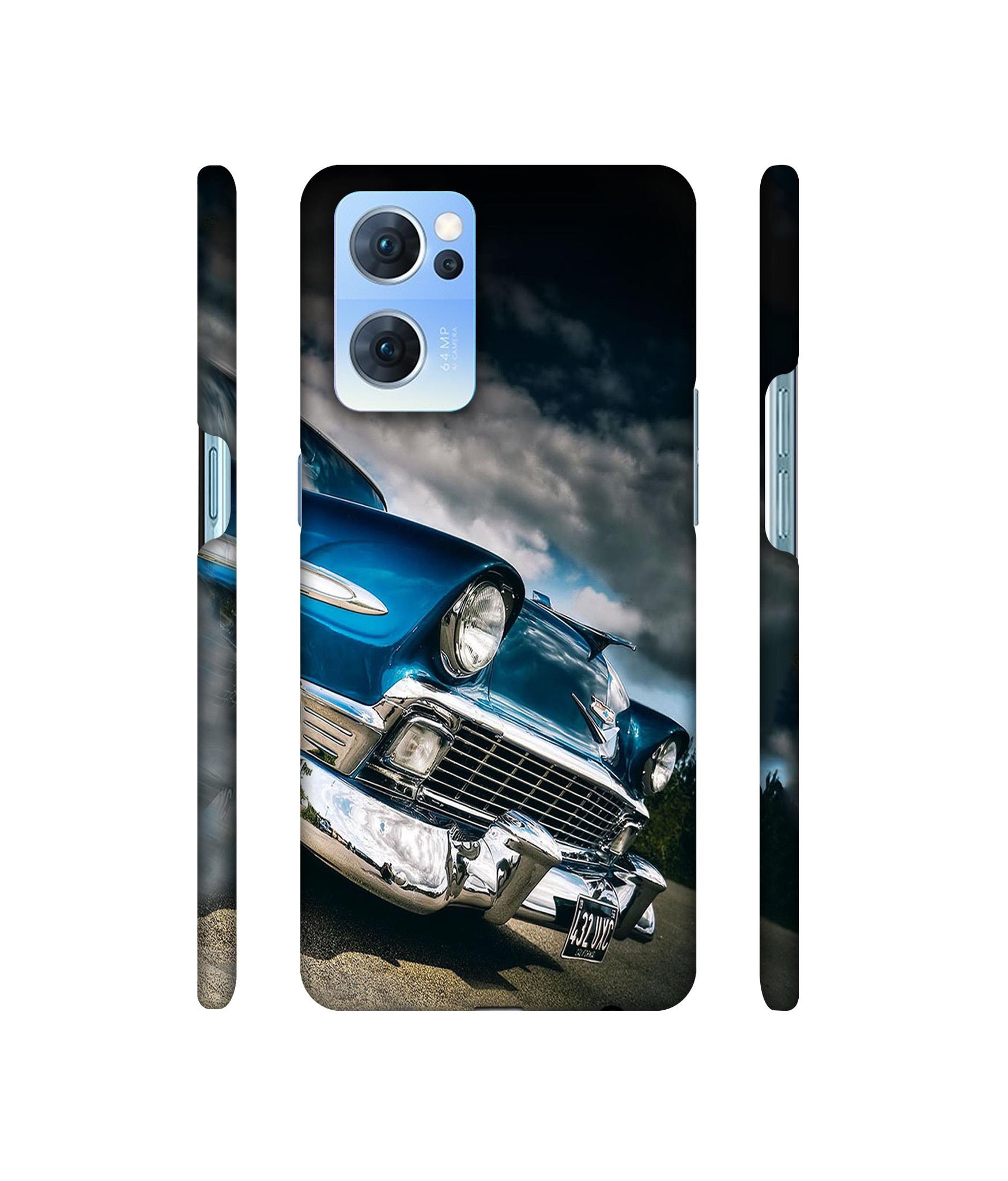 Vintage Car Pattern Designer Hard Back Cover for Oppo Reno7 5G