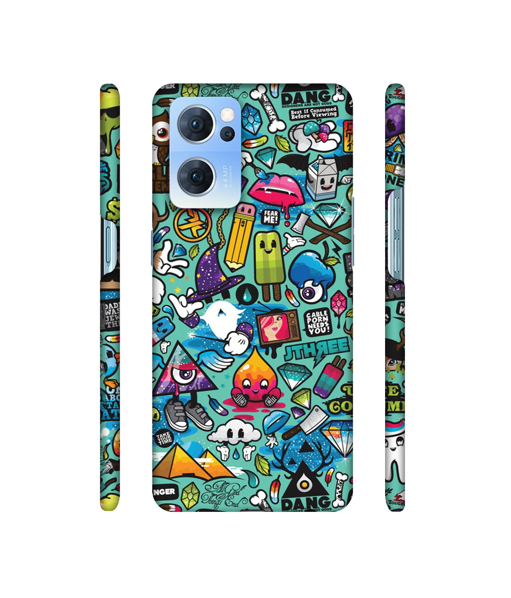 Crazy Designer Hard Back Cover for Oppo Reno7 5G