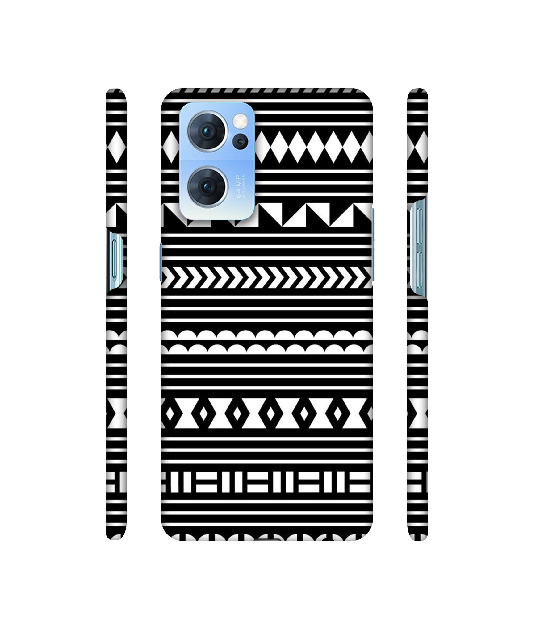 Black Pattern Designer Hard Back Cover for Oppo Reno7 5G