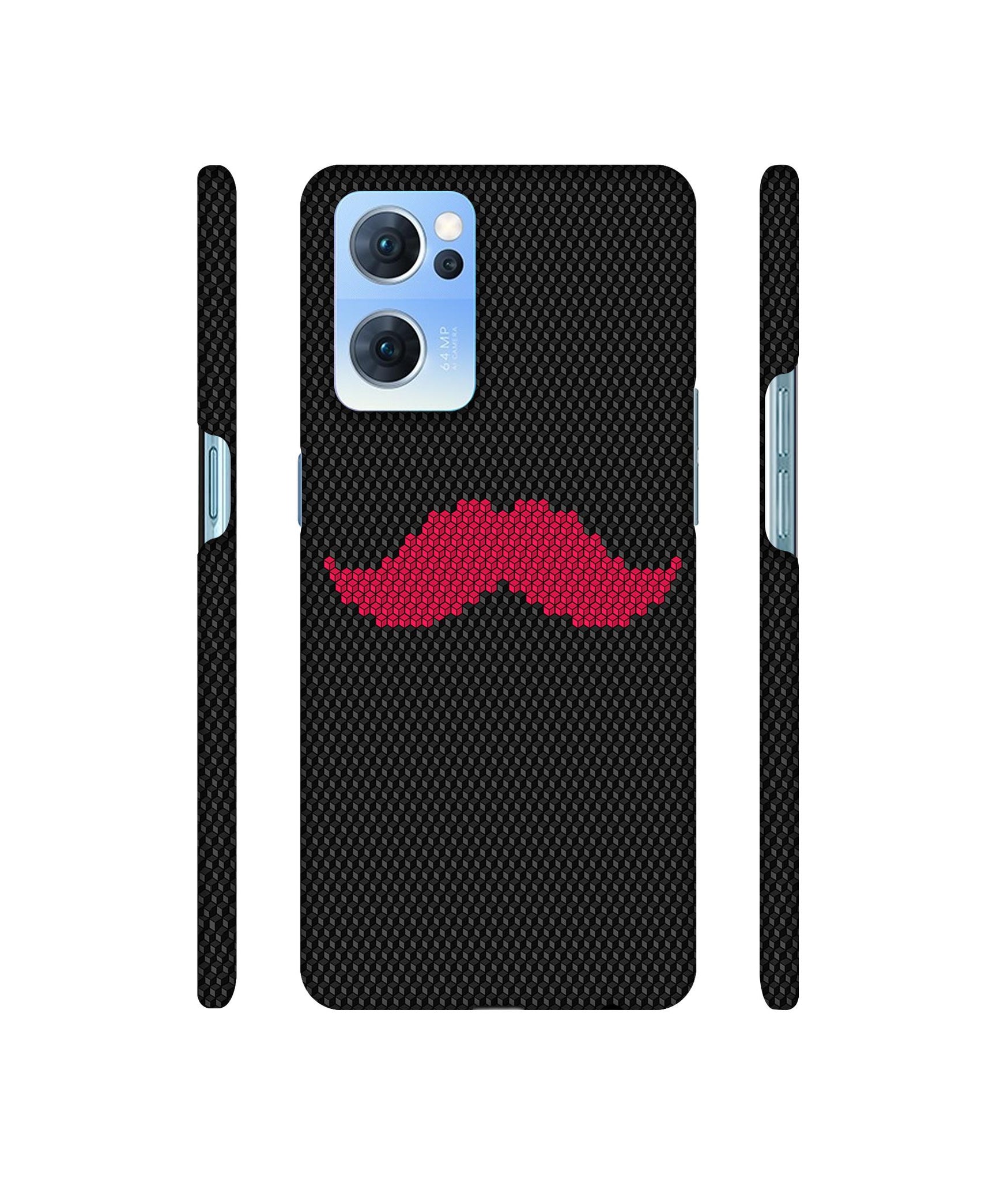 Pink Mustache Pattern Designer Hard Back Cover for Oppo Reno7 5G
