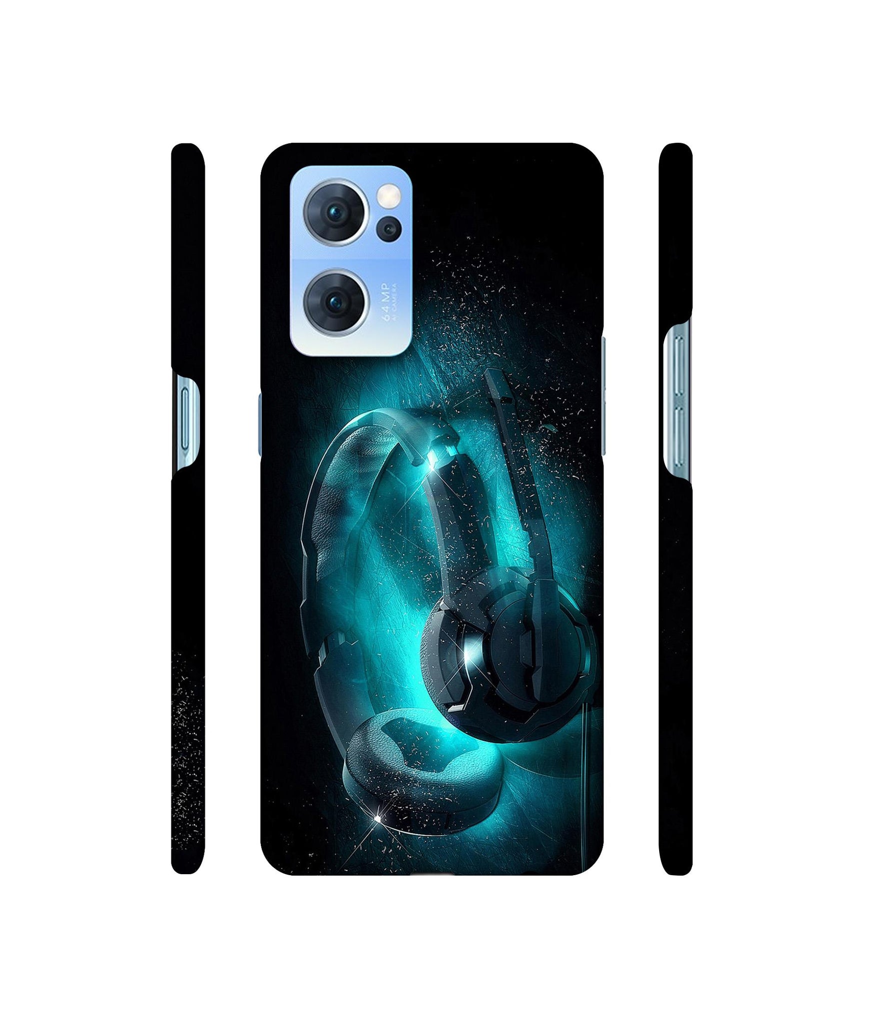 Cool Headphone Designer Hard Back Cover for Oppo Reno7 5G