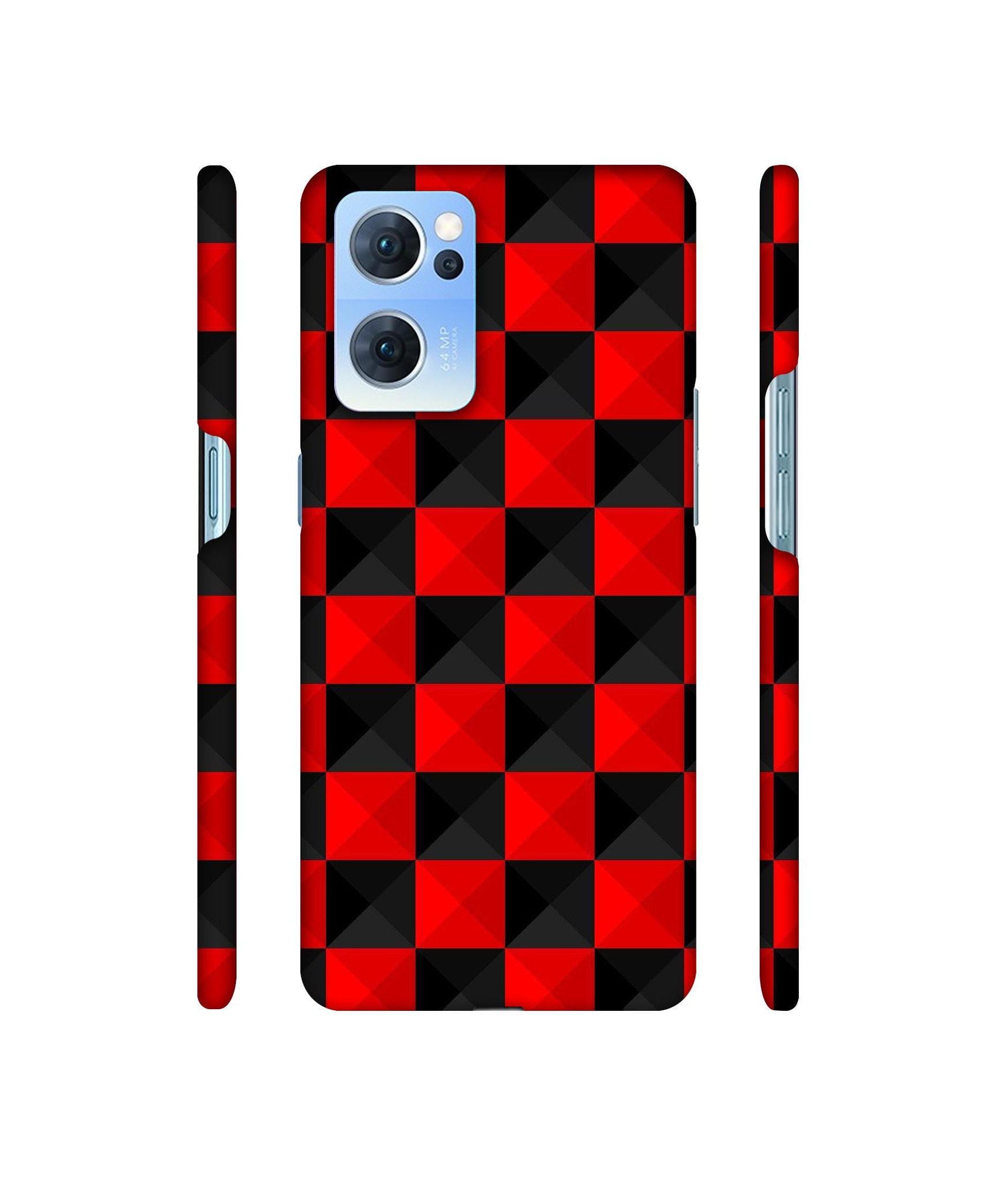 Red N Black Cubes Designer Hard Back Cover for Oppo Reno7 5G