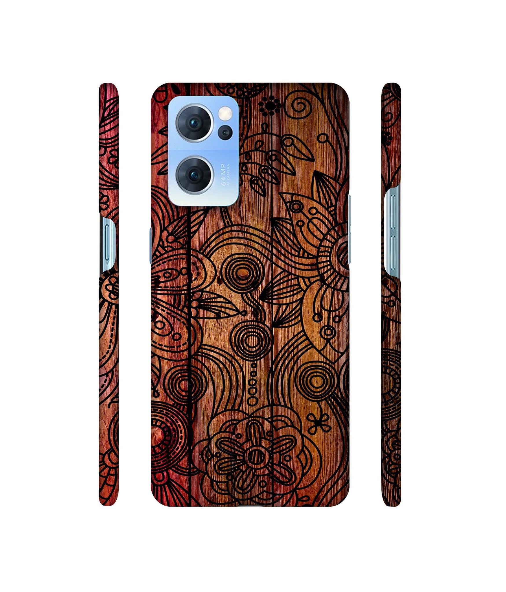 Dark Wooden Background Designer Hard Back Cover for Oppo Reno7 5G