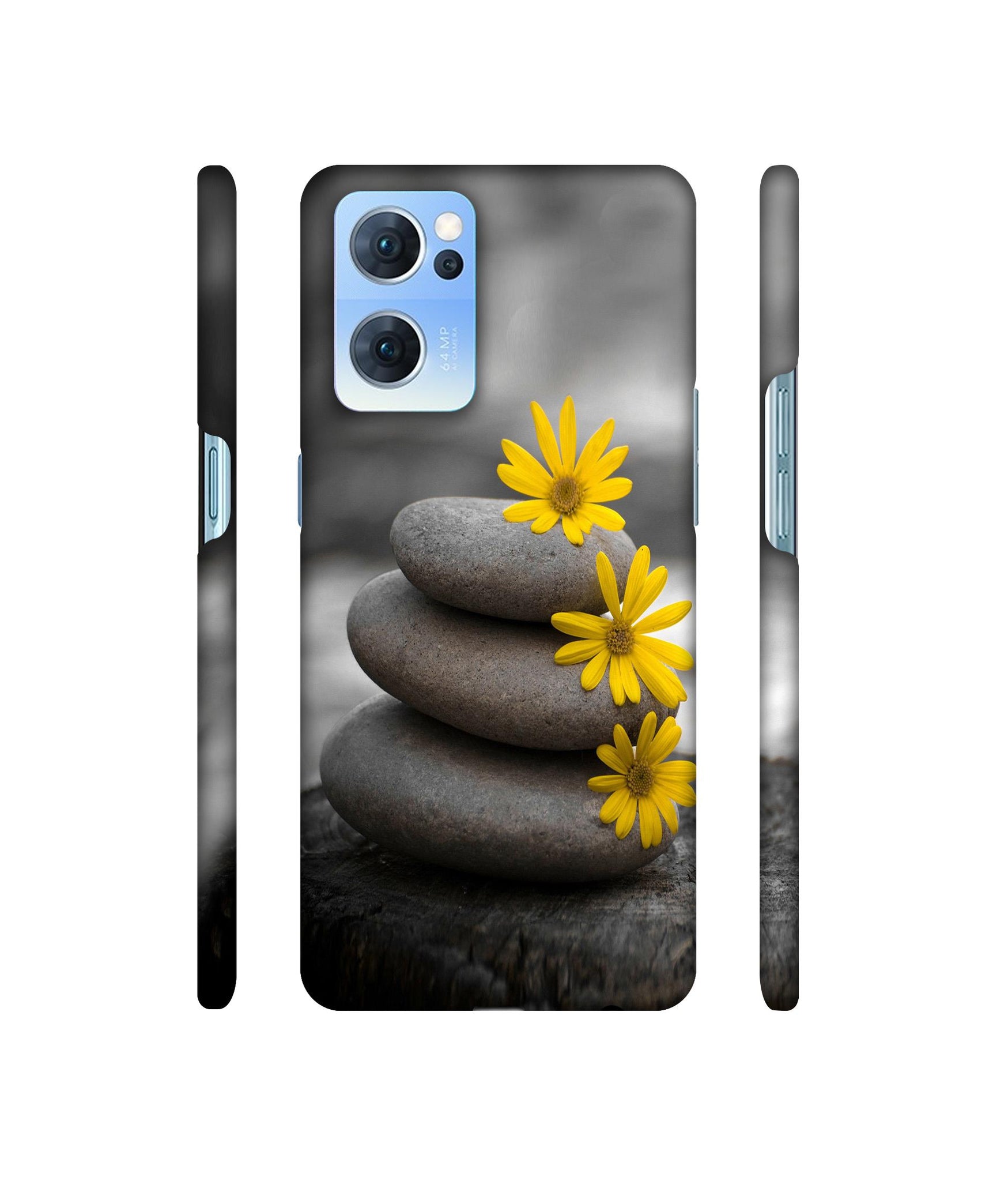 Stones And Flower Designer Hard Back Cover for Oppo Reno7 5G