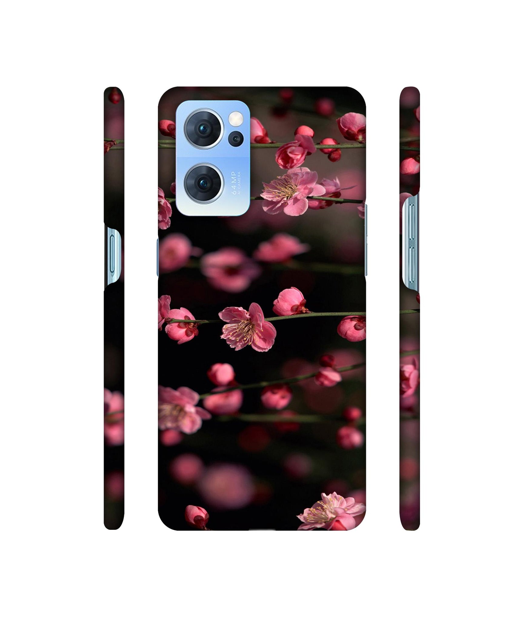 Pink Flowers Designer Hard Back Cover for Oppo Reno7 5G