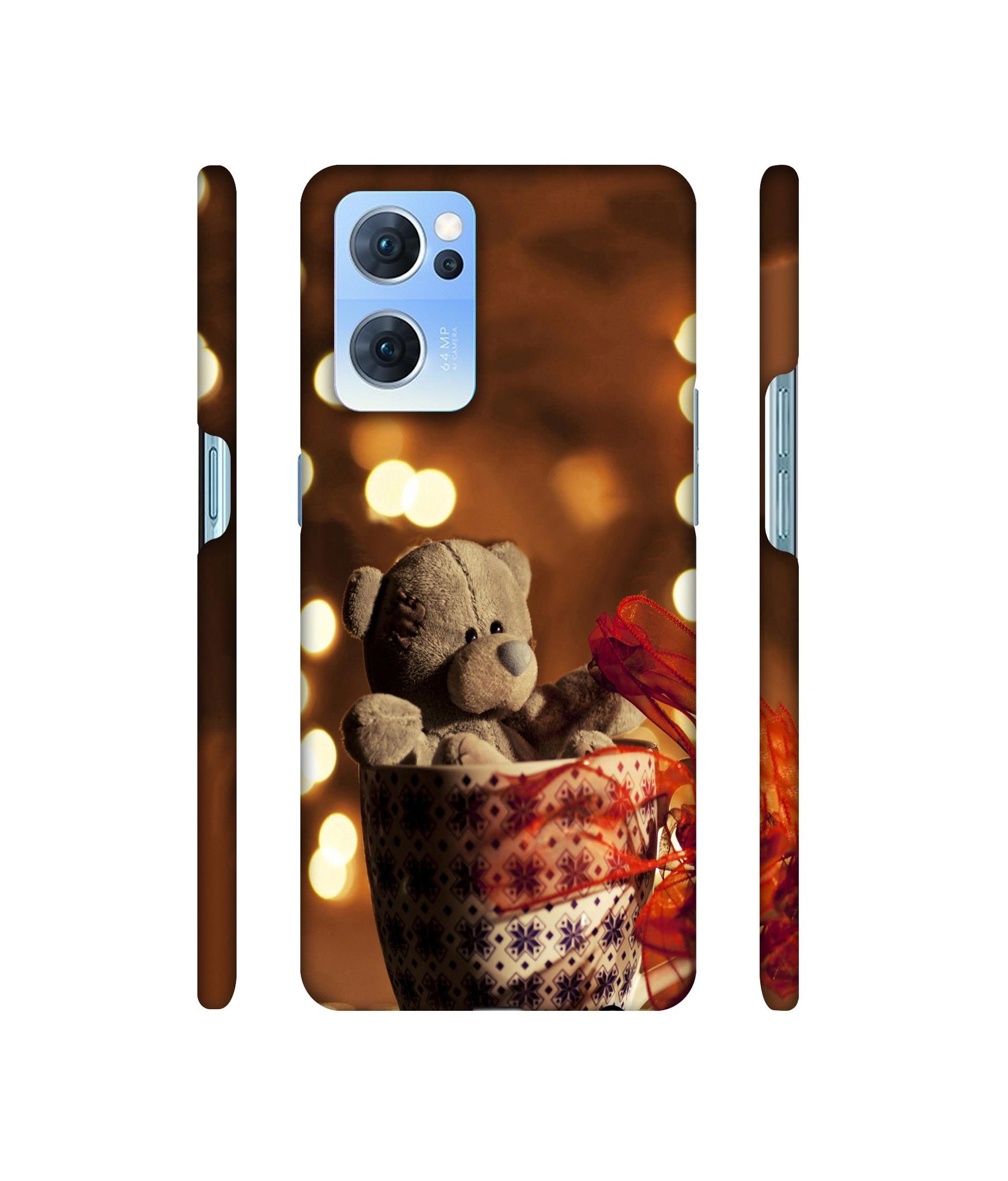 Teddy In Cup Designer Hard Back Cover for Oppo Reno7 5G
