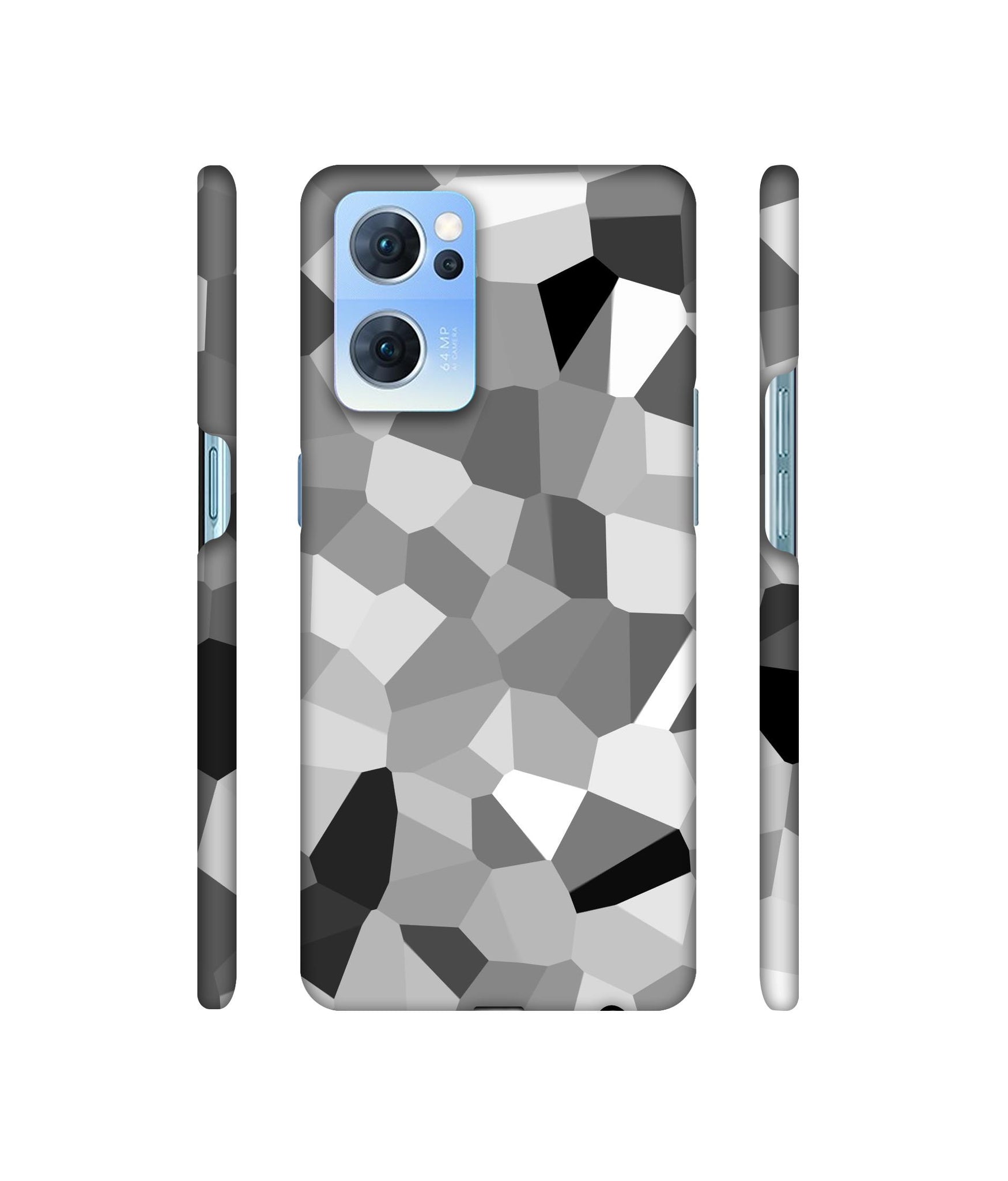Black & White Mathematical Shape Designer Hard Back Cover for Oppo Reno7 5G