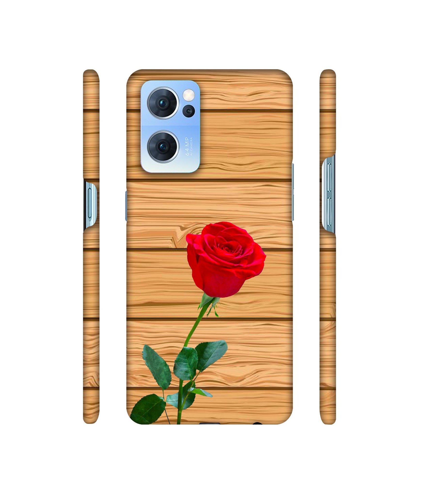 Rose With Wooden Texture Designer Hard Back Cover for Oppo Reno7 5G