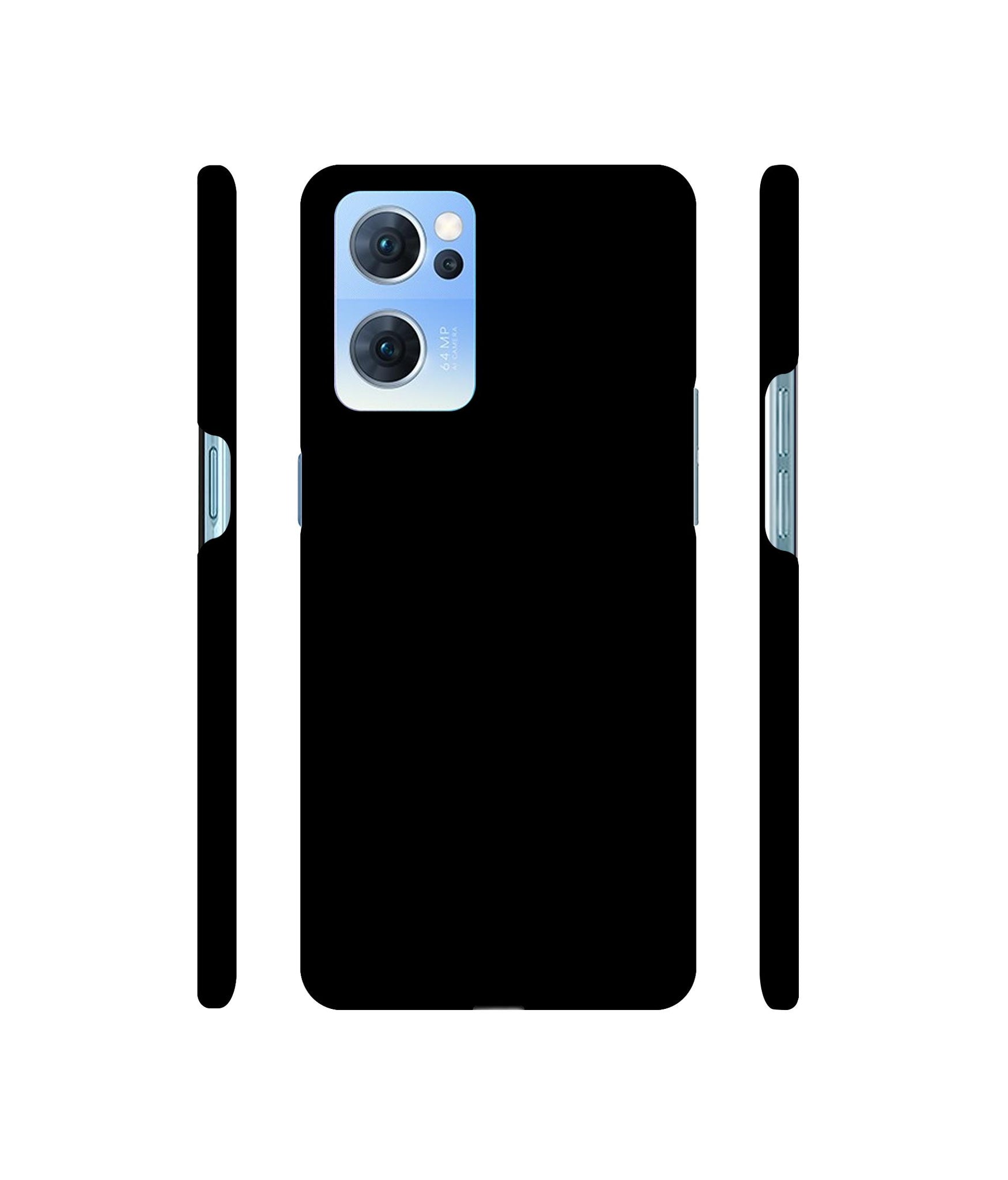 Solid Black Designer Hard Back Cover for Oppo Reno7 5G