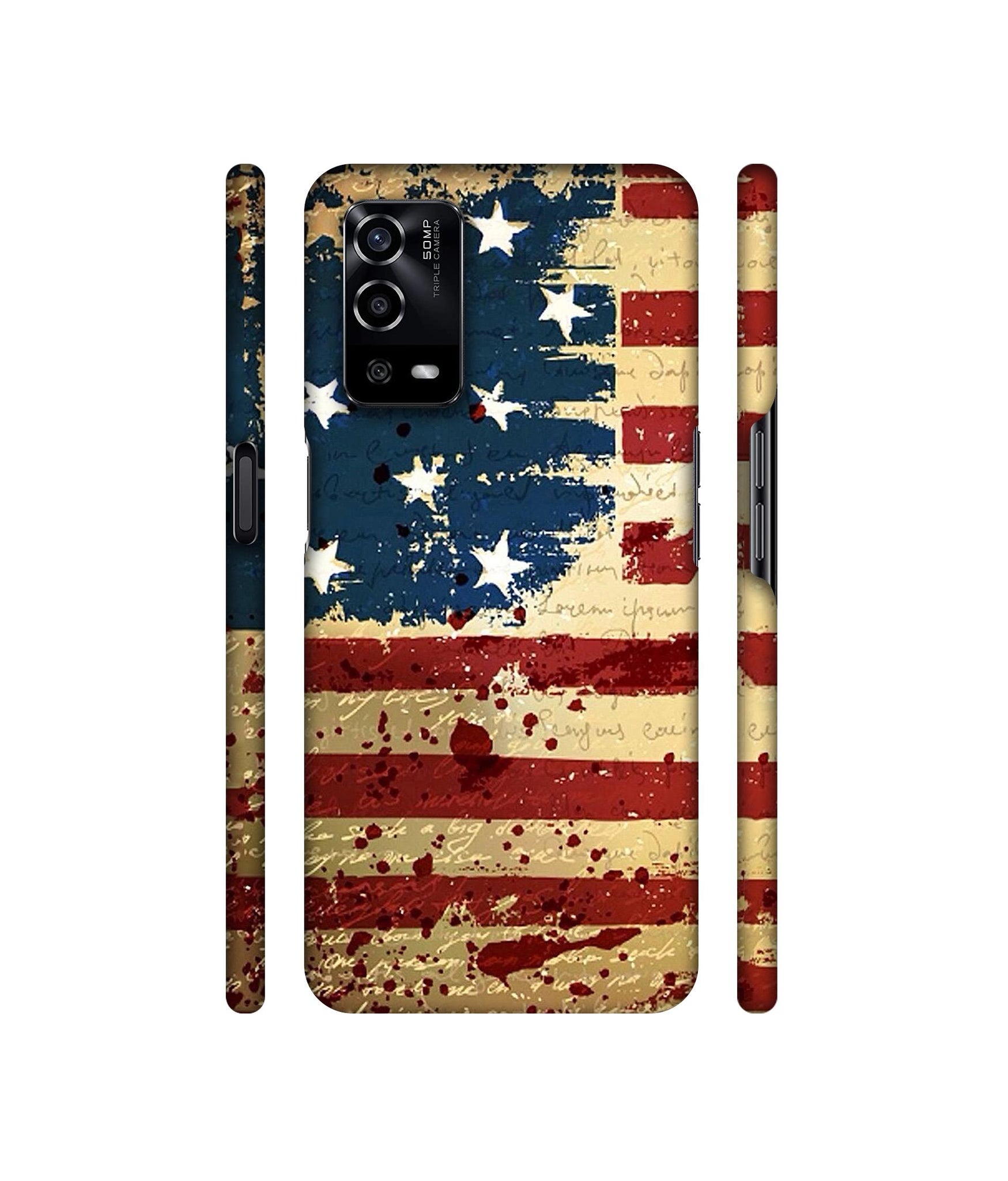 Colorful USA Flag Designer Hard Back Cover for Oppo A55 4G