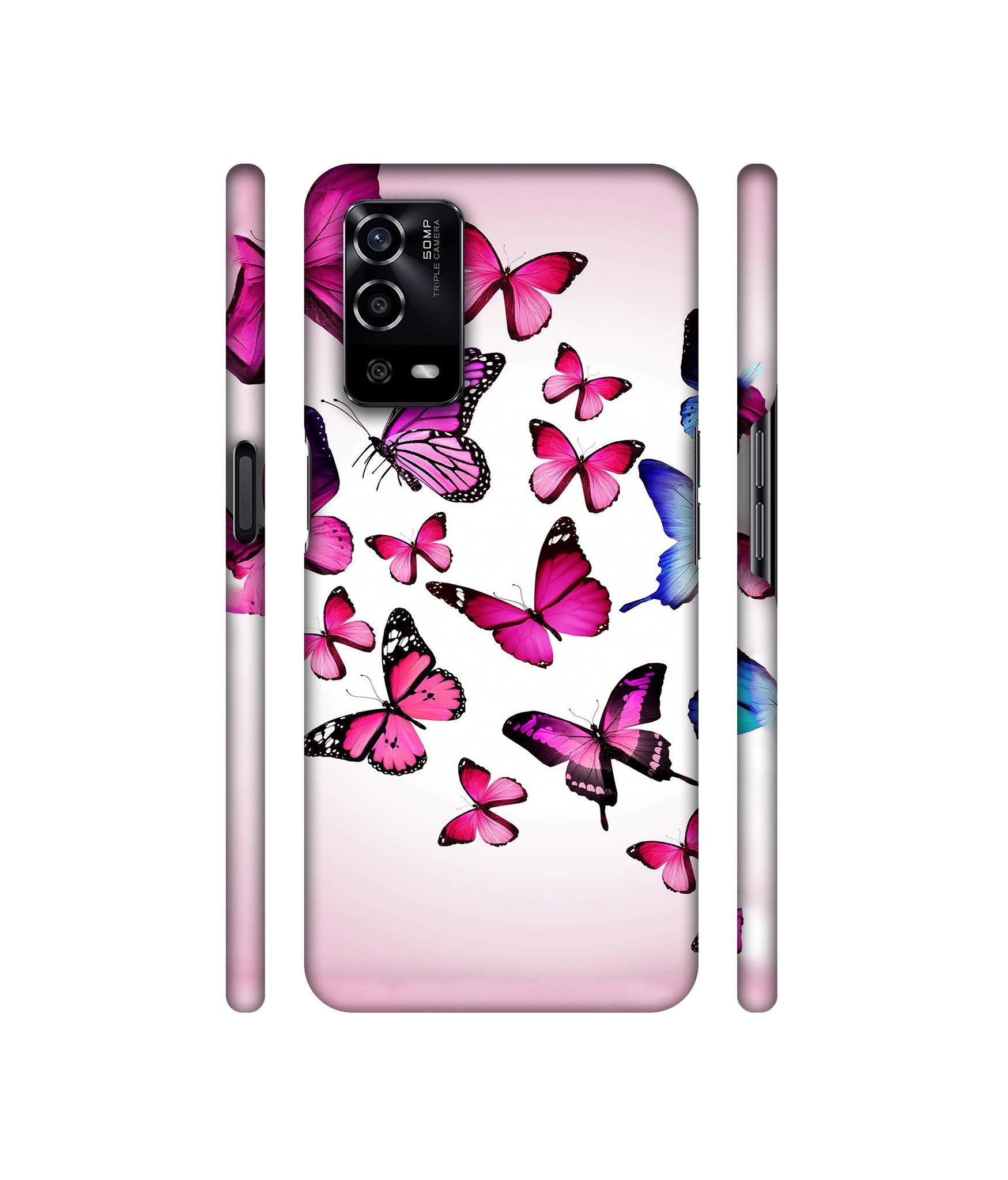 Flying Colorful Butterfly Designer Hard Back Cover for Oppo A55 4G