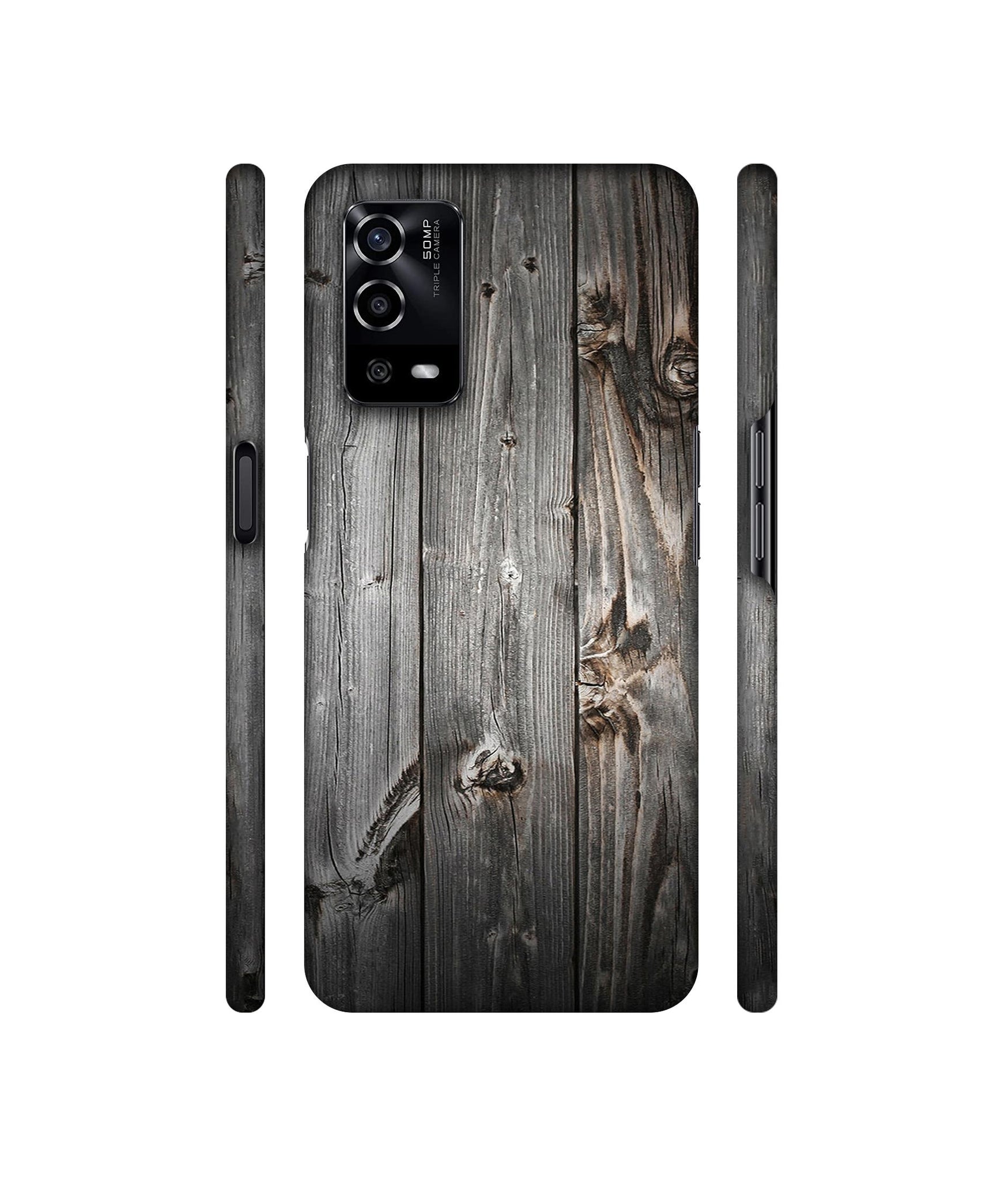 Grey Wooden Texture Designer Hard Back Cover for Oppo A55 4G