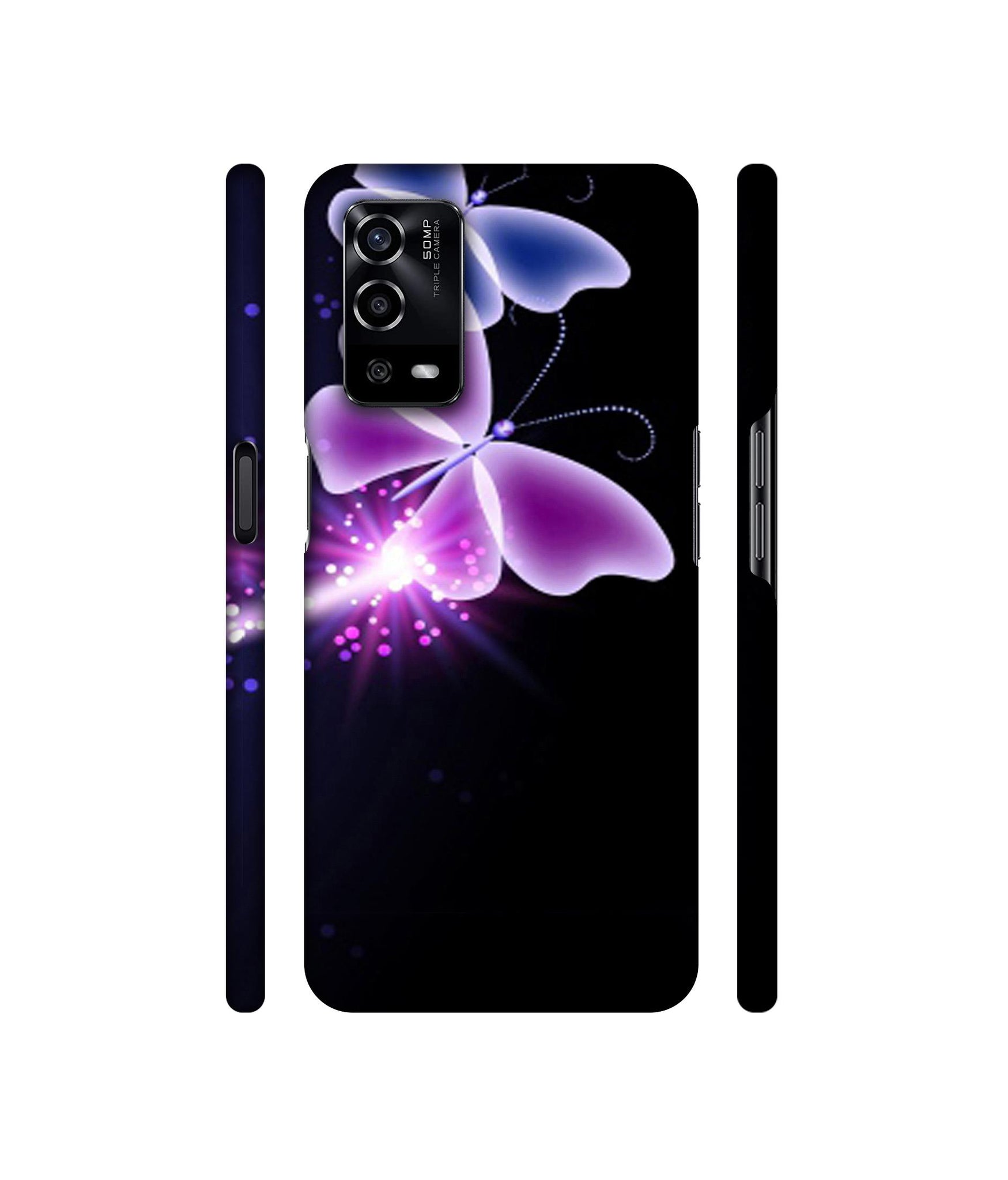 Neon Butterfly Light Abstract Shine Designer Hard Back Cover for Oppo A55 4G