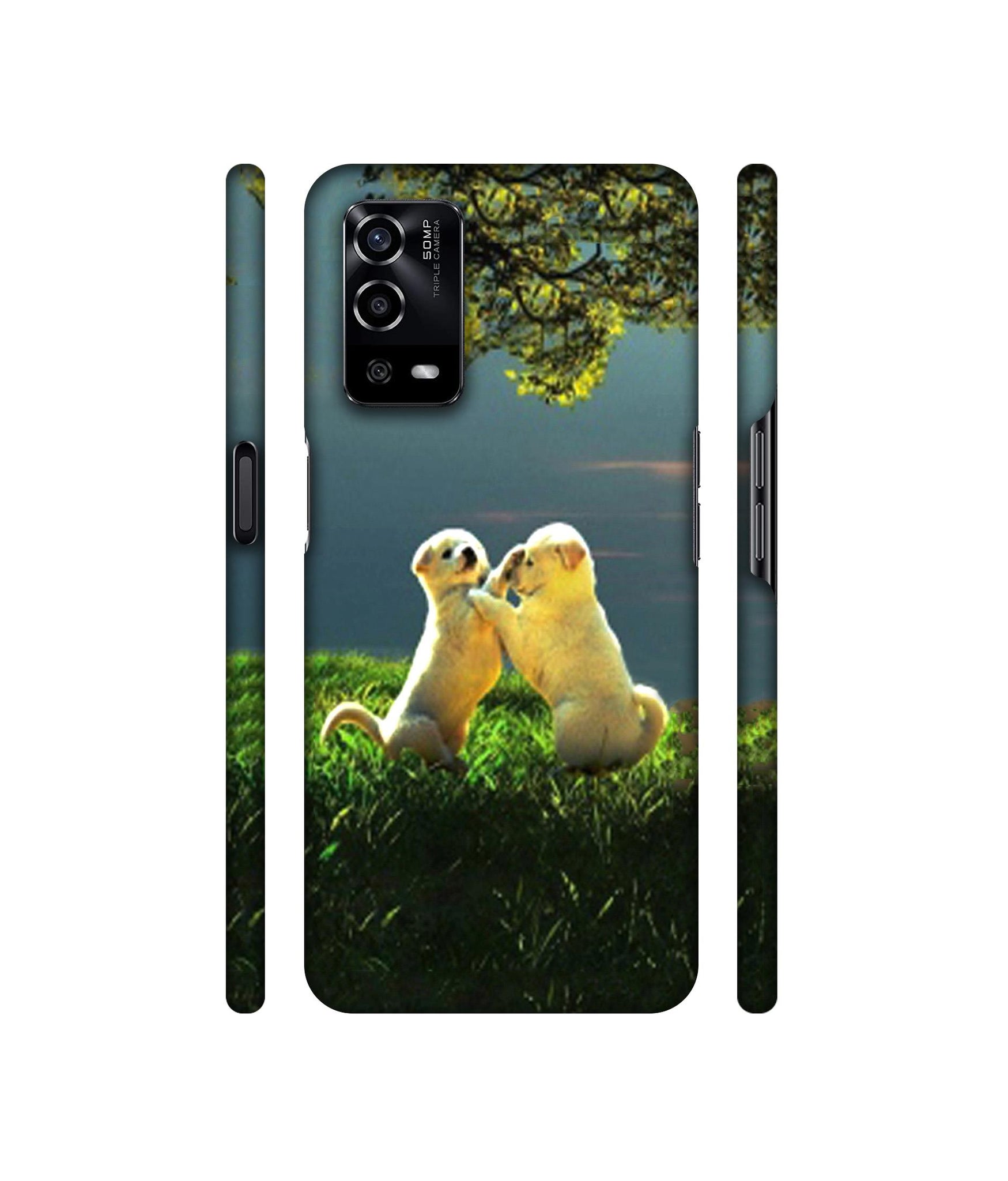 Puppy Couple Play Kids Nature Designer Hard Back Cover for Oppo A55 4G