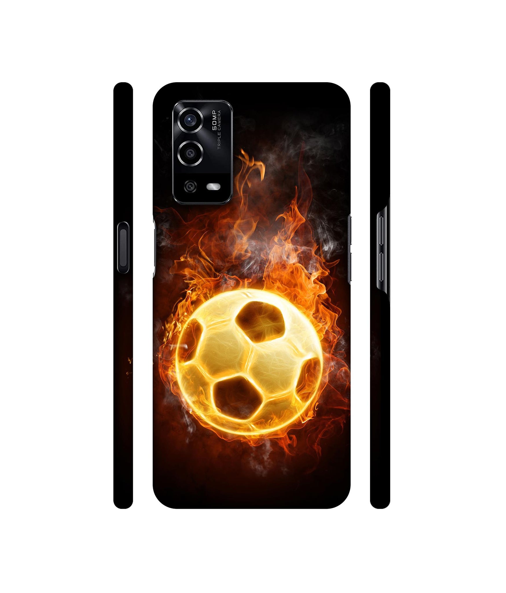 Football & Fire Designer Hard Back Cover for Oppo A55 4G