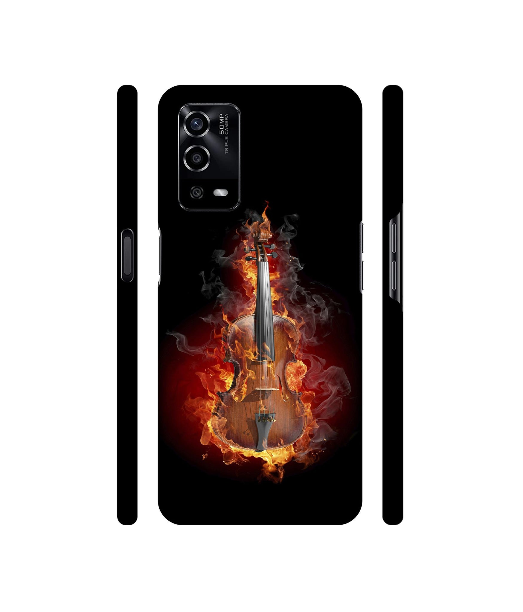 Burning Violin Designer Hard Back Cover for Oppo A55 4G