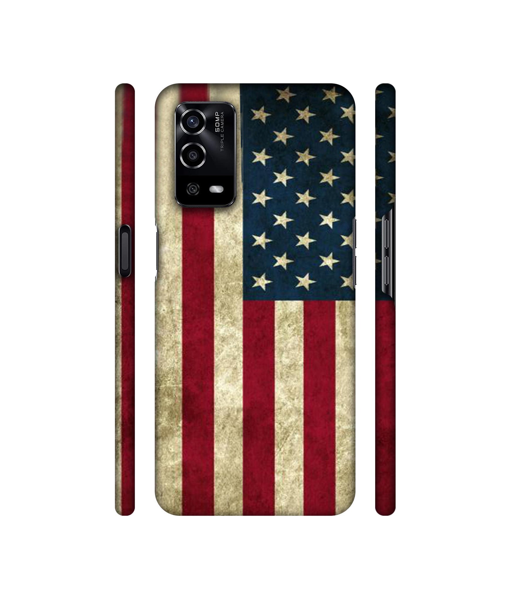 Vingate USA Flag Designer Hard Back Cover for Oppo A55 4G