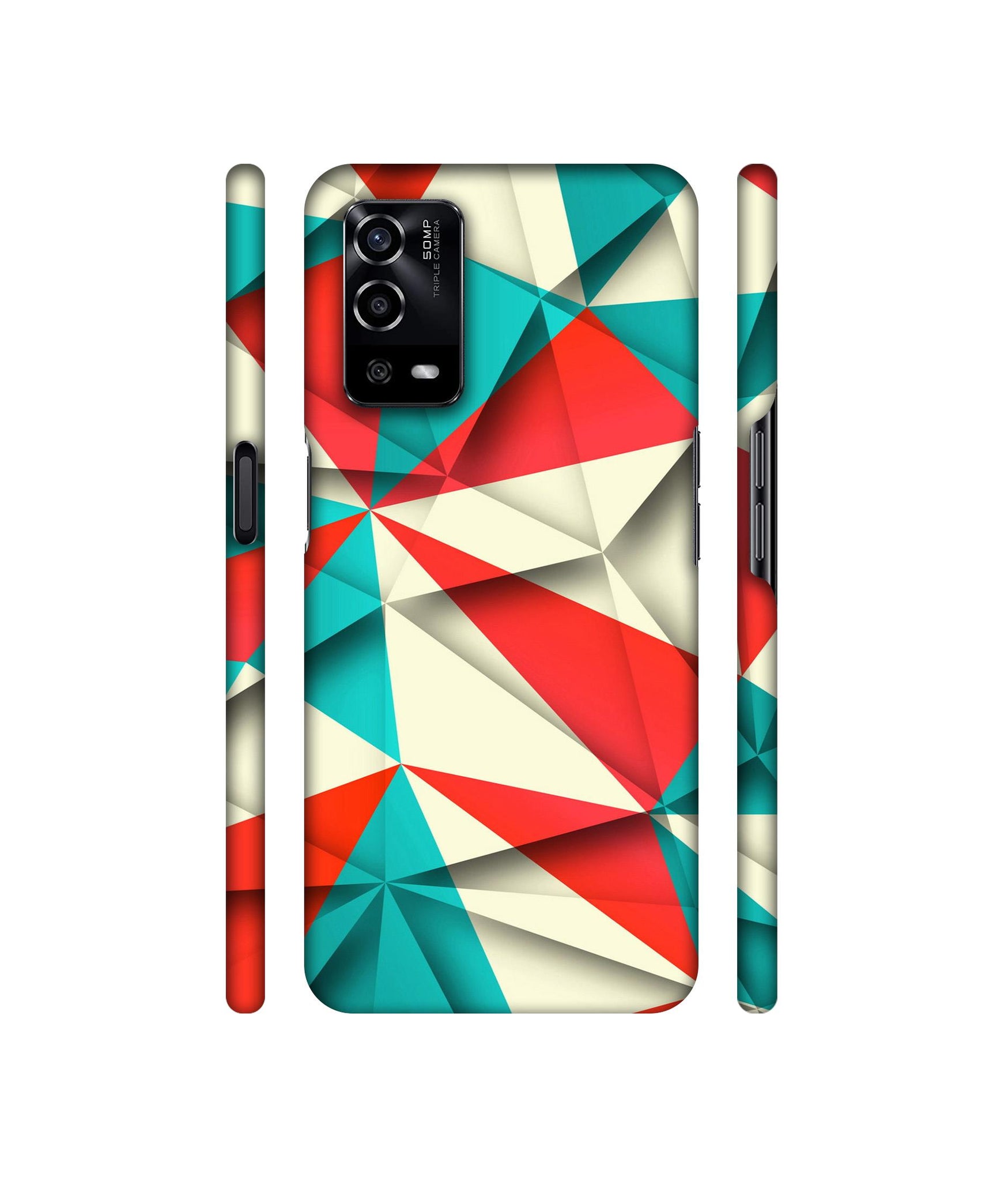 Red Blue White Pattern Designer Hard Back Cover for Oppo A55 4G