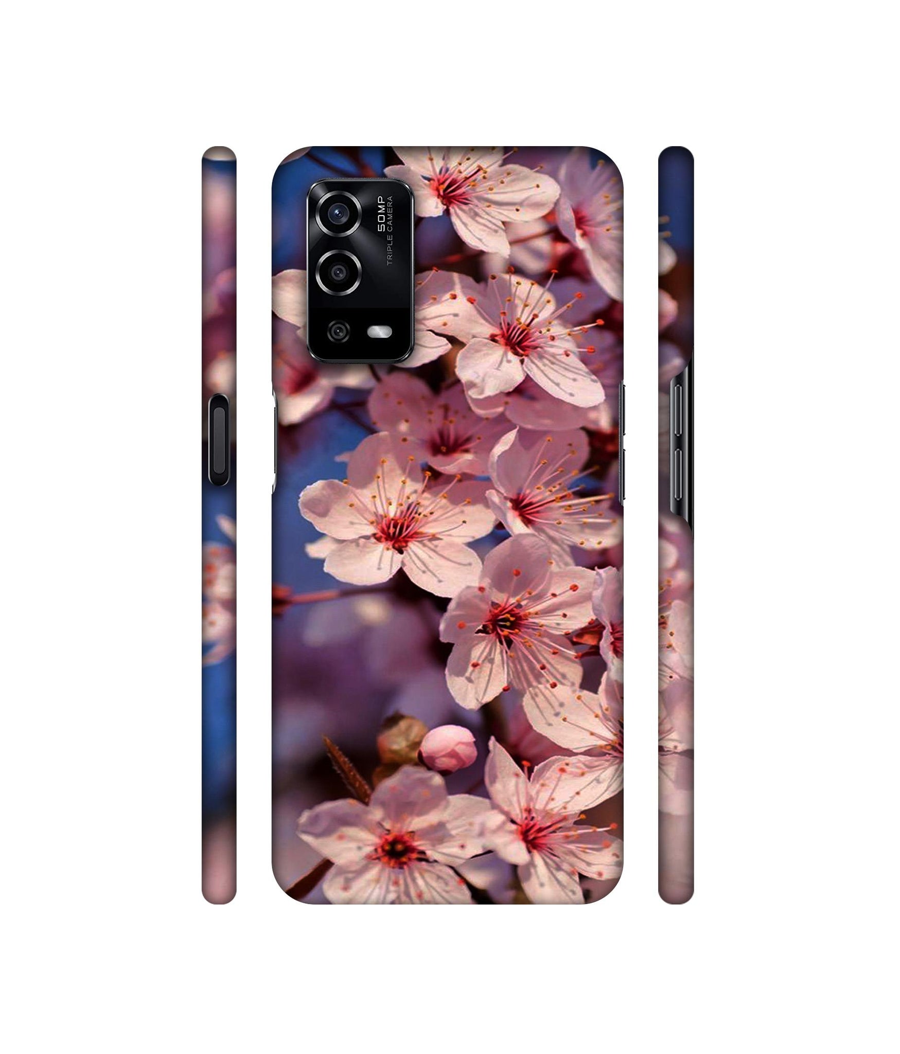 Pink Flowers Pattern Designer Hard Back Cover for Oppo A55 4G