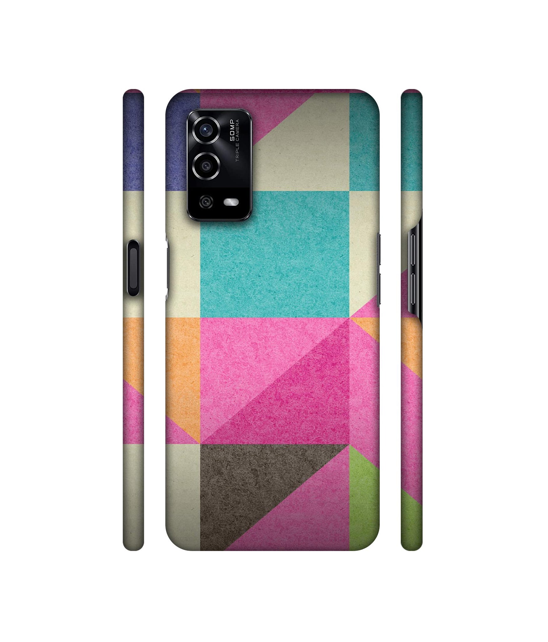 Pink Cyan Designer Hard Back Cover for Oppo A55 4G
