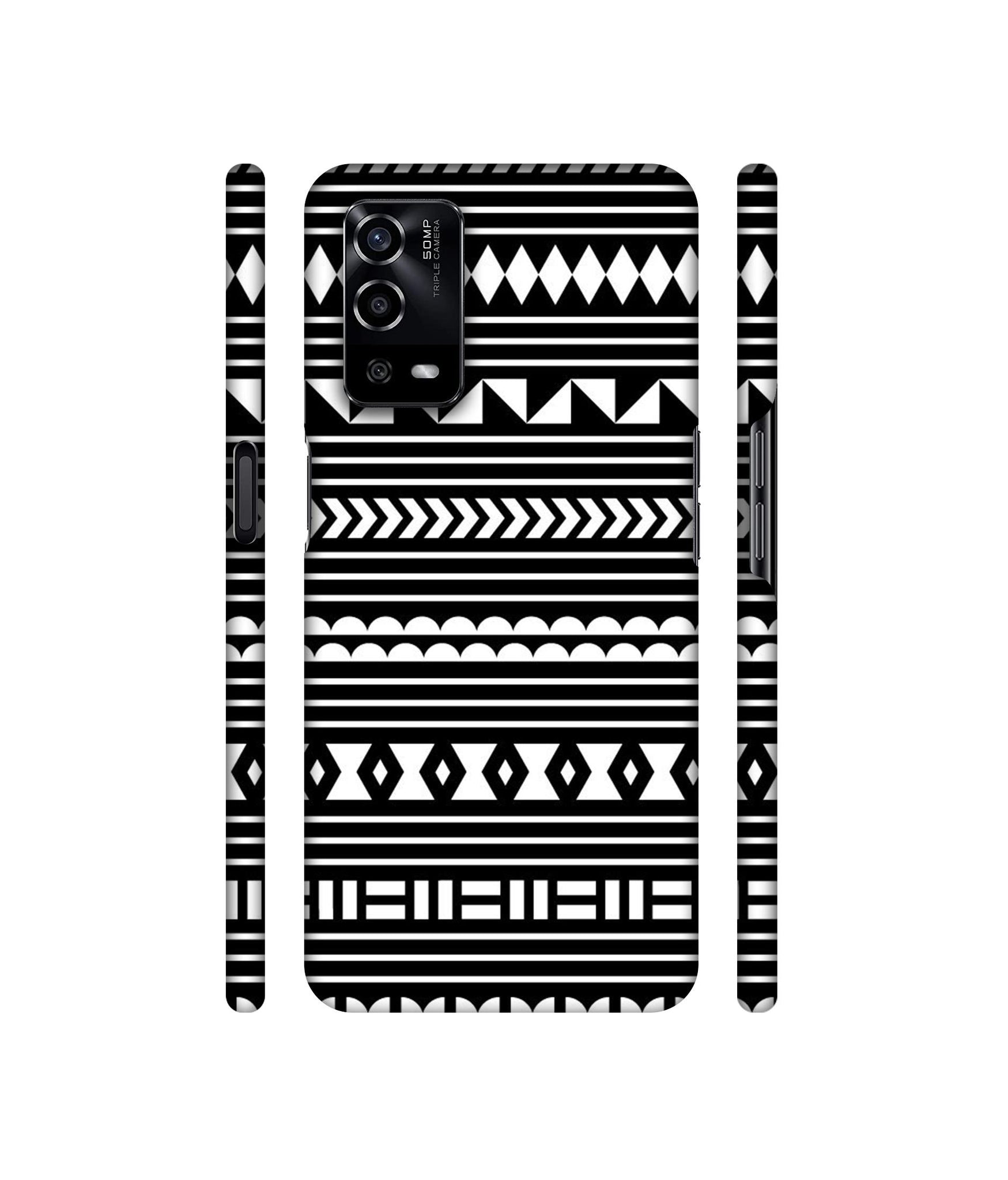 Black Pattern Designer Hard Back Cover for Oppo A55 4G