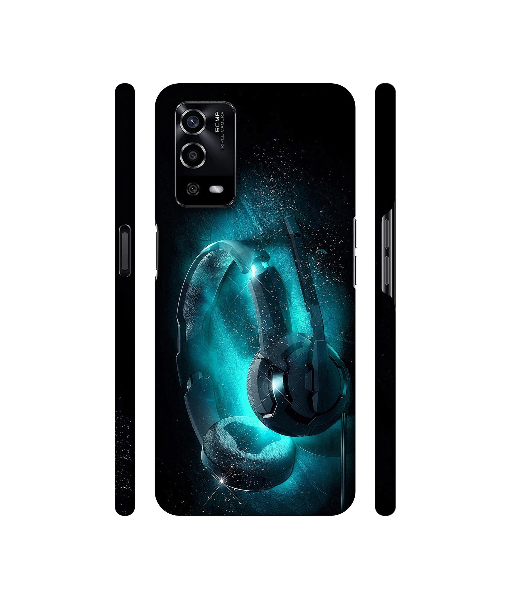 Cool Headphone Designer Hard Back Cover for Oppo A55 4G