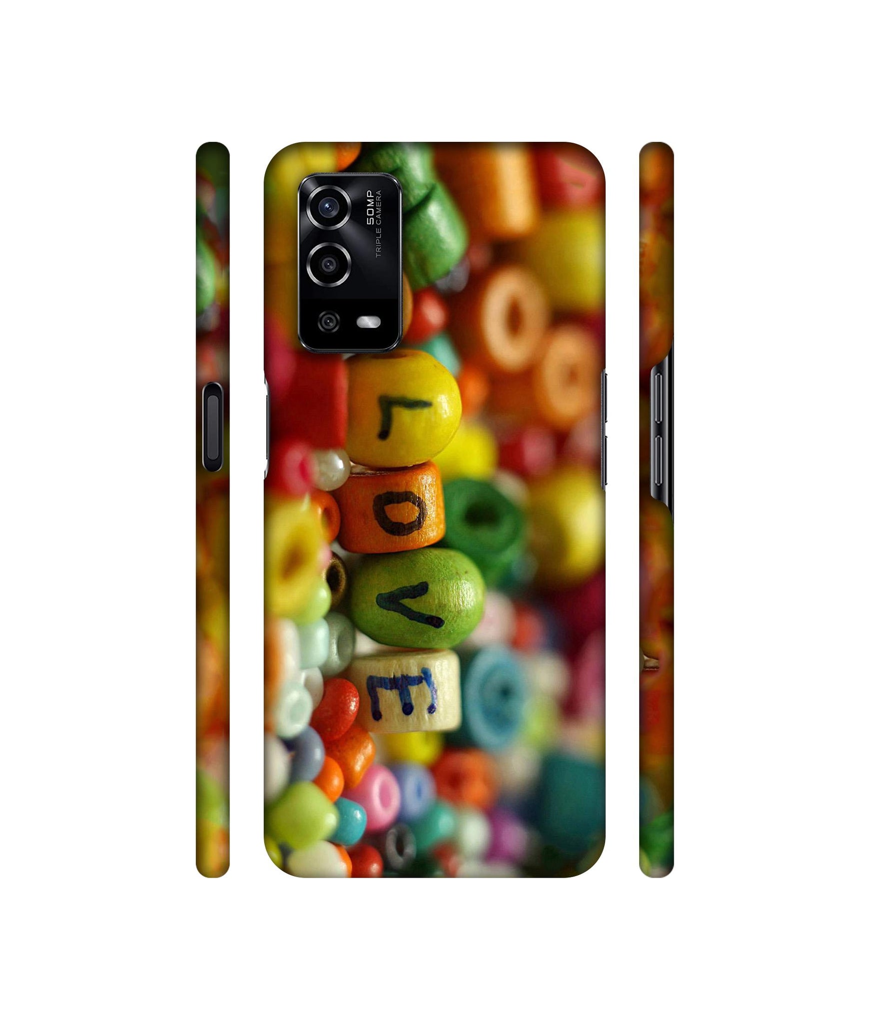 Colorful Love Designer Hard Back Cover for Oppo A55 4G