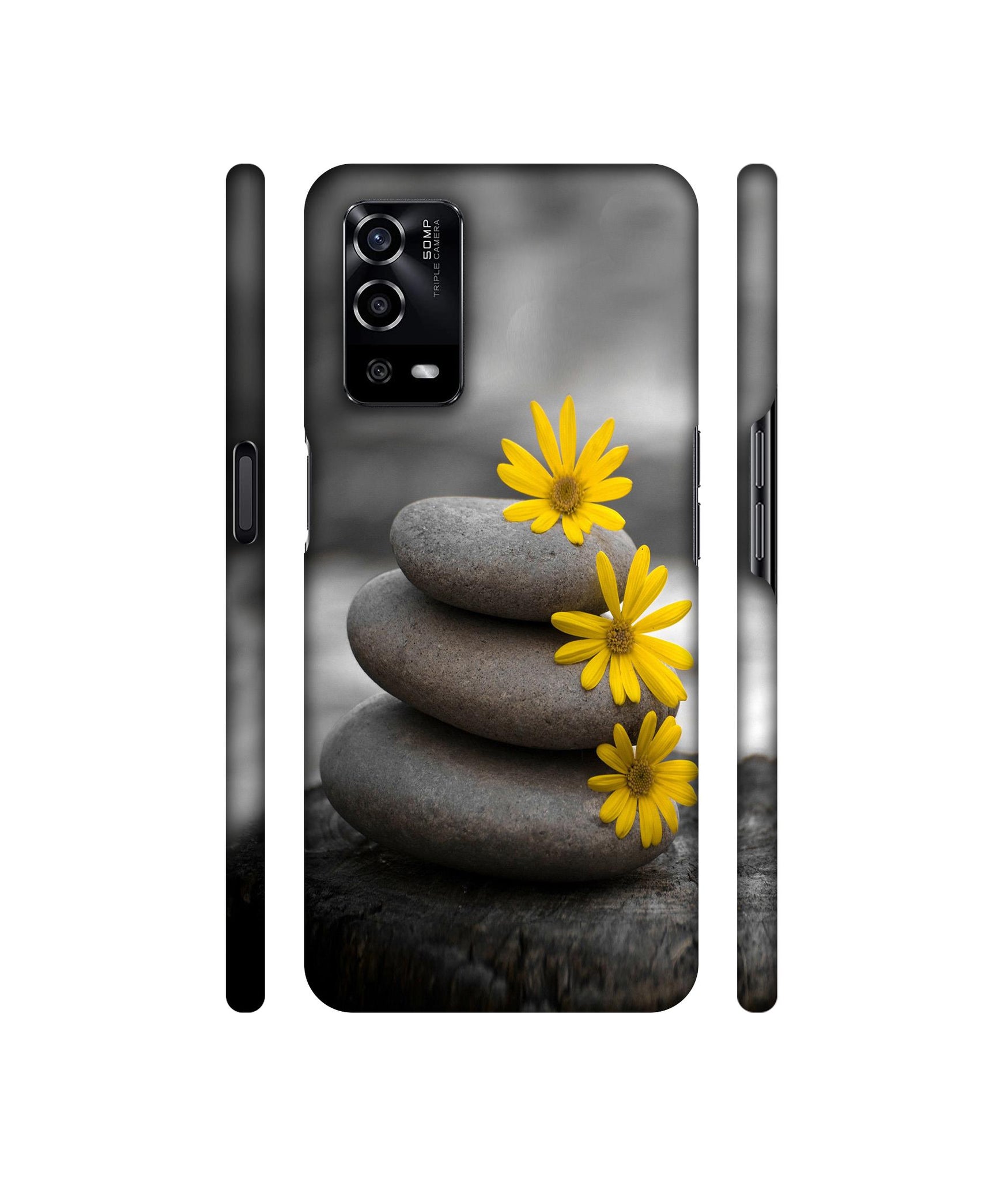 Stones And Flower Designer Hard Back Cover for Oppo A55 4G