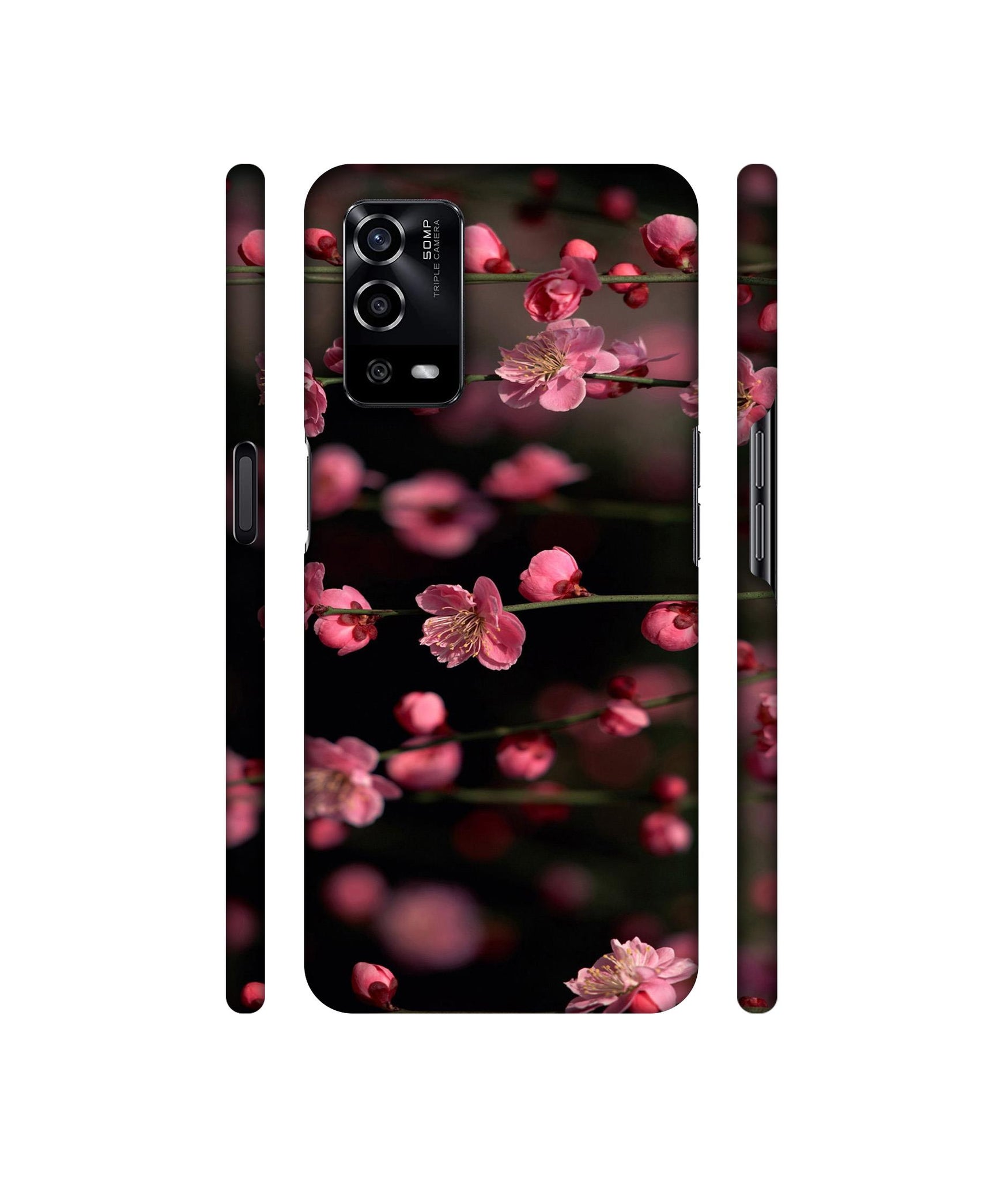 Pink Flowers Designer Hard Back Cover for Oppo A55 4G