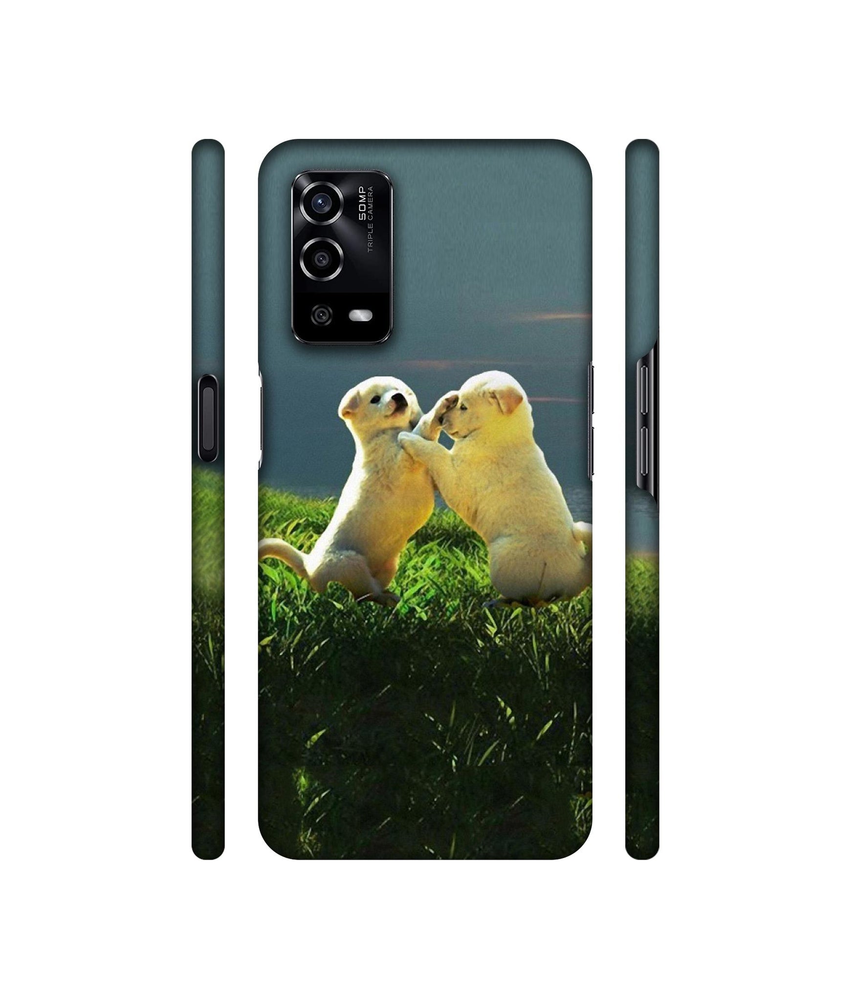 Puppy Couple Sunset Designer Hard Back Cover for Oppo A55 4G