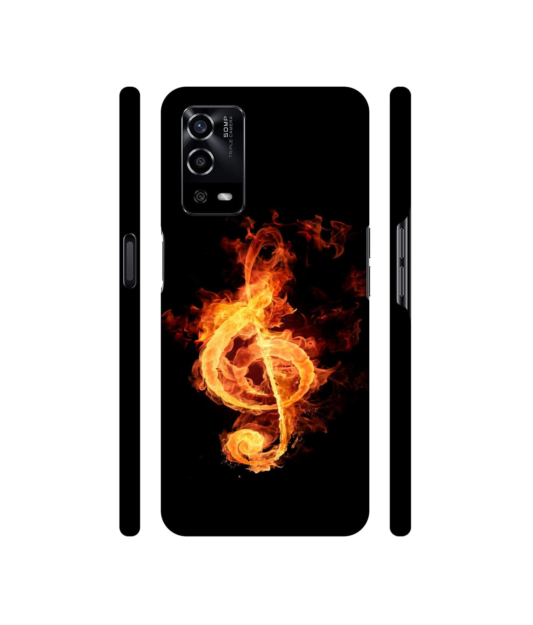 Fire Note Designer Hard Back Cover for Oppo A55 4G