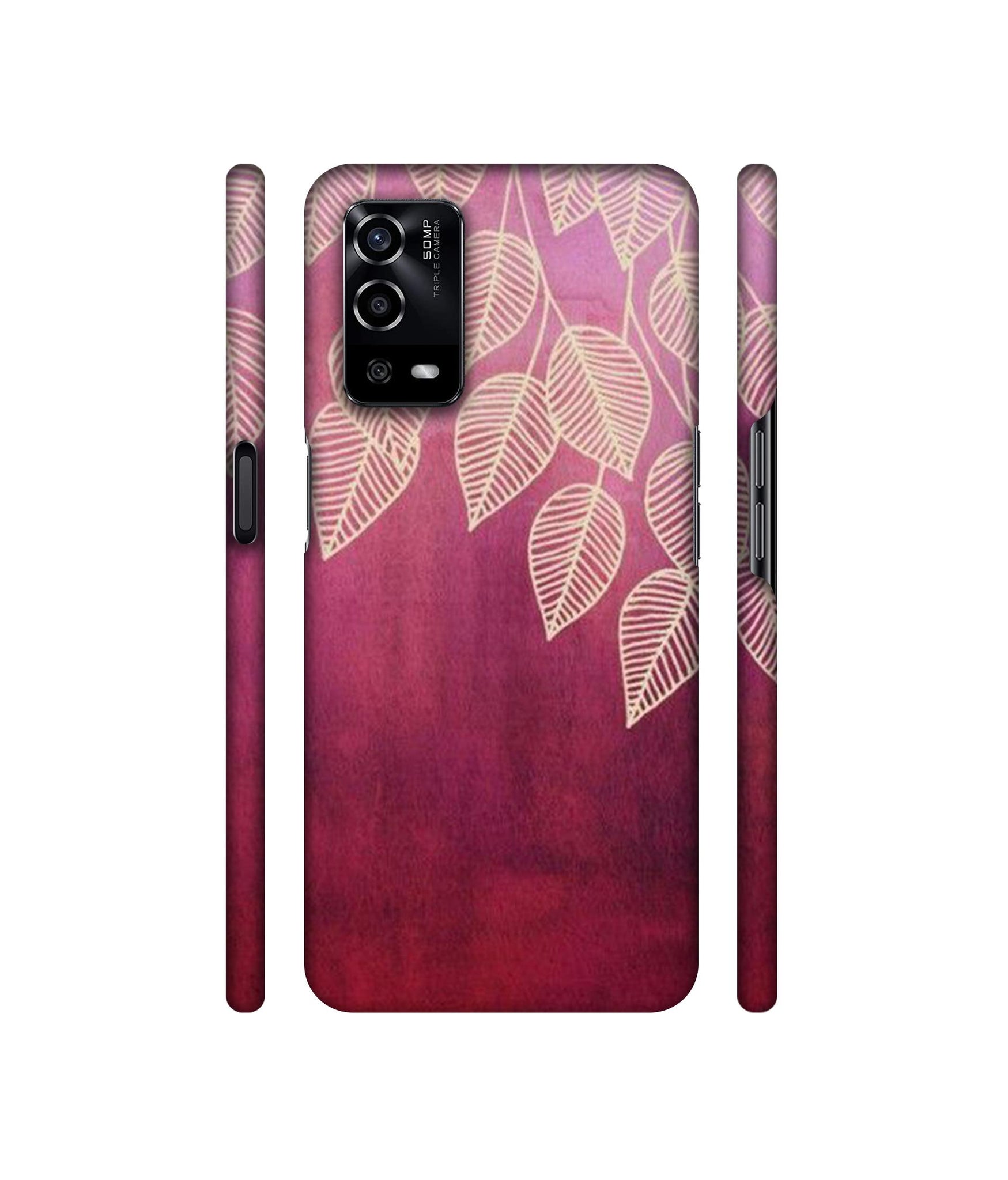 Leaf Pattern Designer Hard Back Cover for Oppo A55 4G