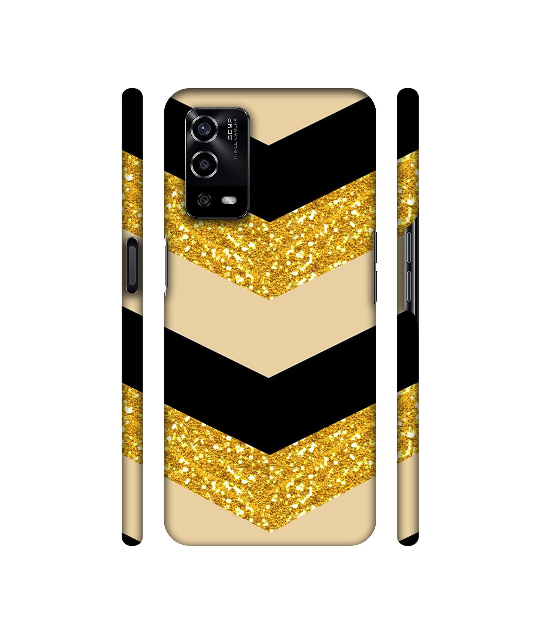 Black & Gold Designer Hard Back Cover for Oppo A55 4G