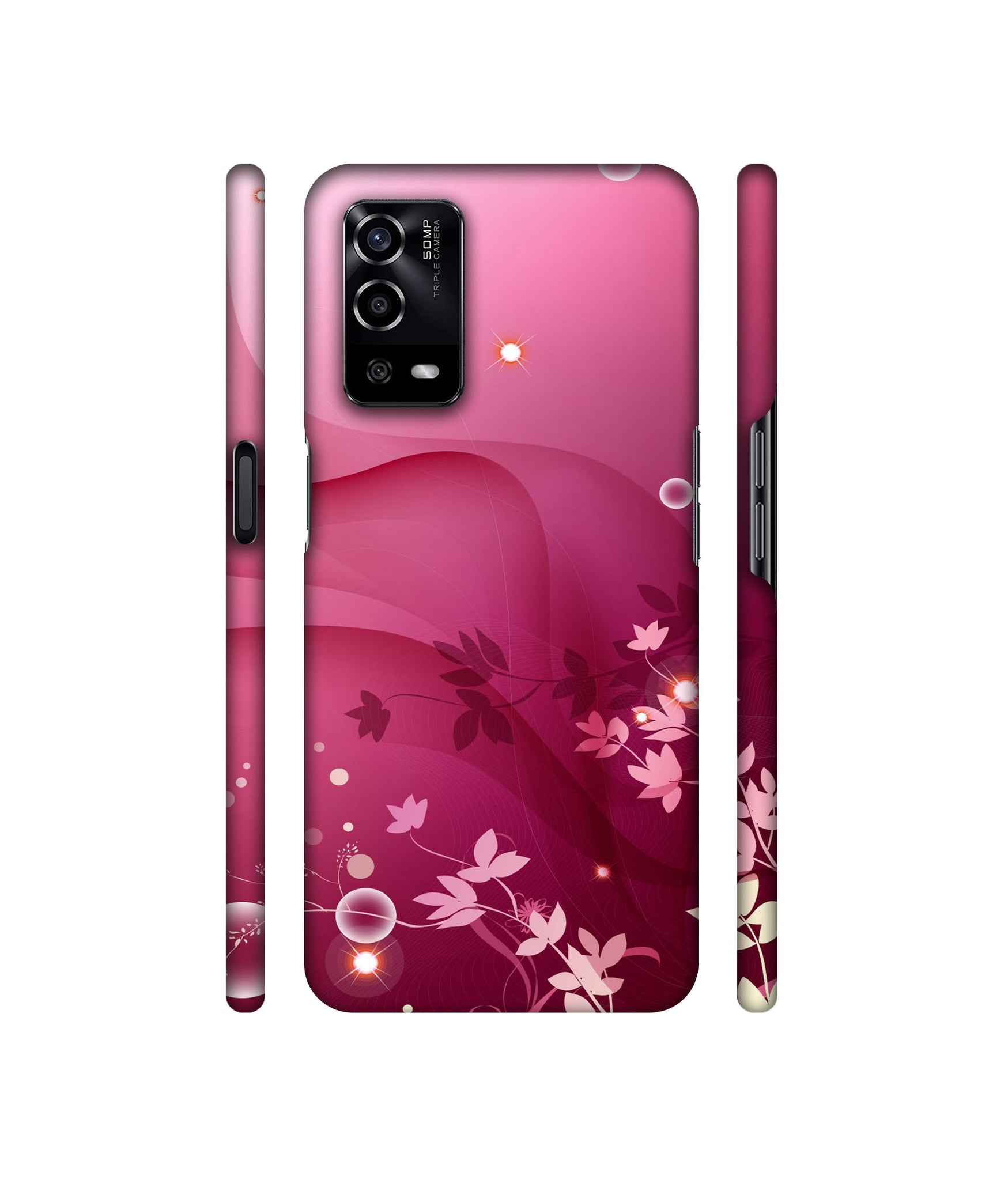 Pink Abstract Designer Hard Back Cover for Oppo A55 4G