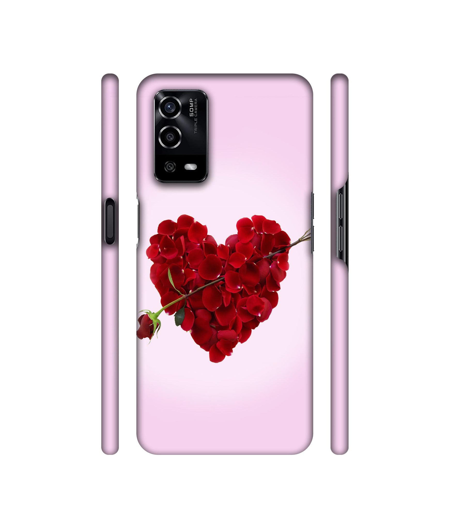 Heart Flower Designer Hard Back Cover for Oppo A55 4G